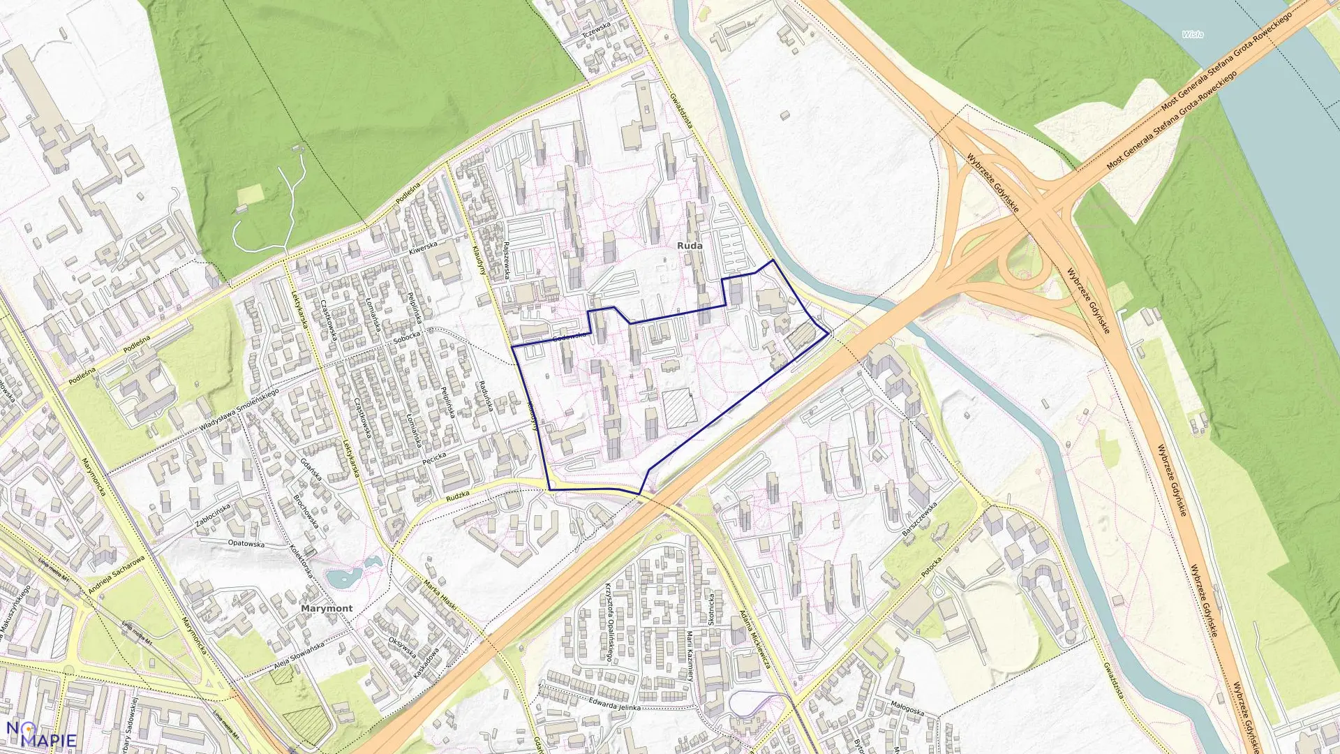 Mapa obrębu 7-04-04 w mieście Warszawa