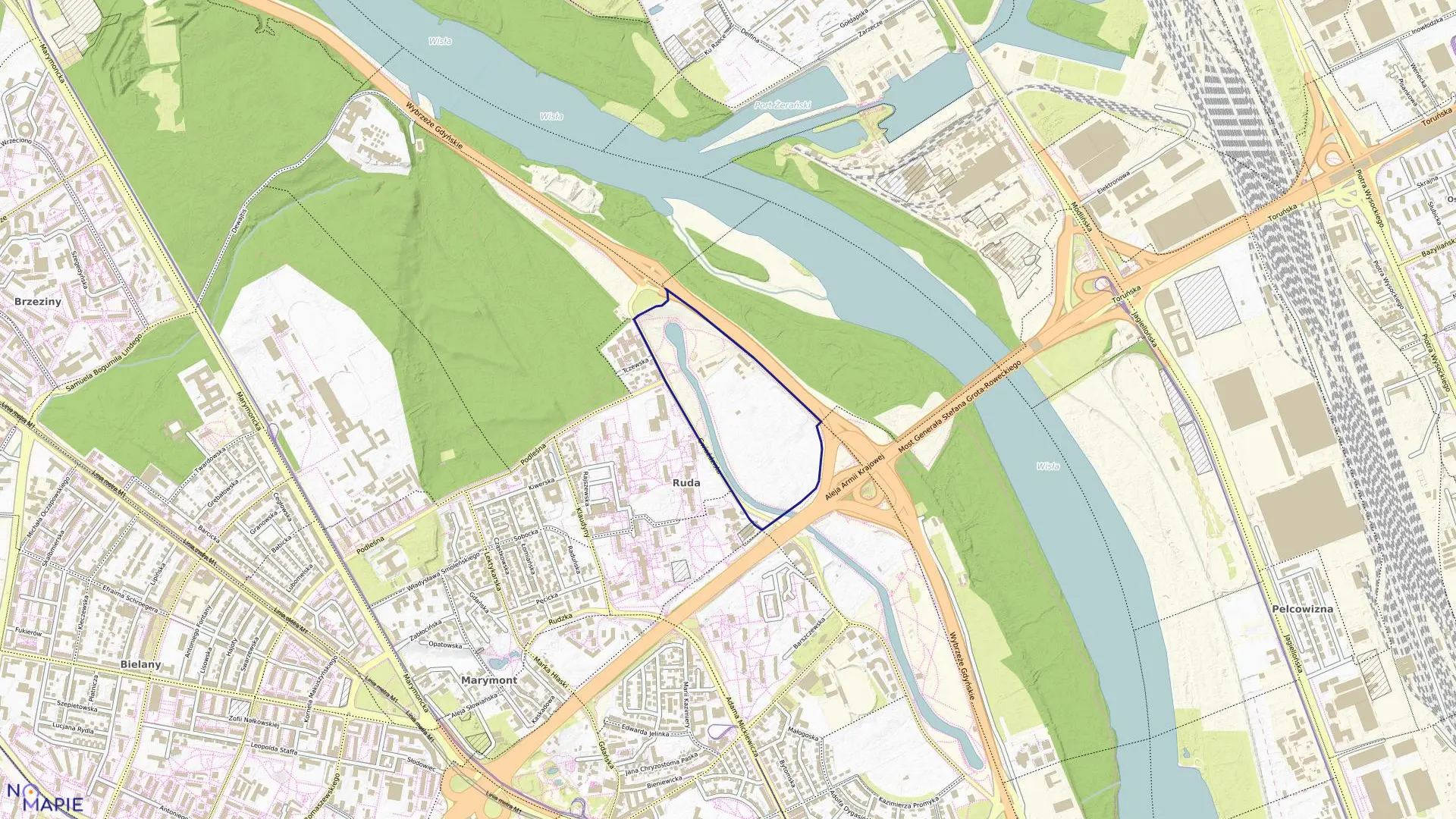 Mapa obrębu 7-04-05 w mieście Warszawa