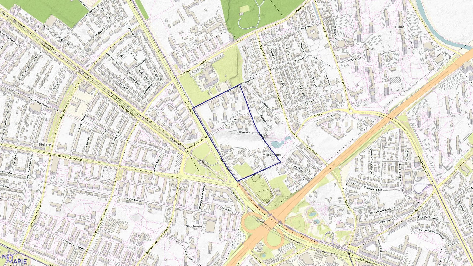 Mapa obrębu 7-04-07 w mieście Warszawa