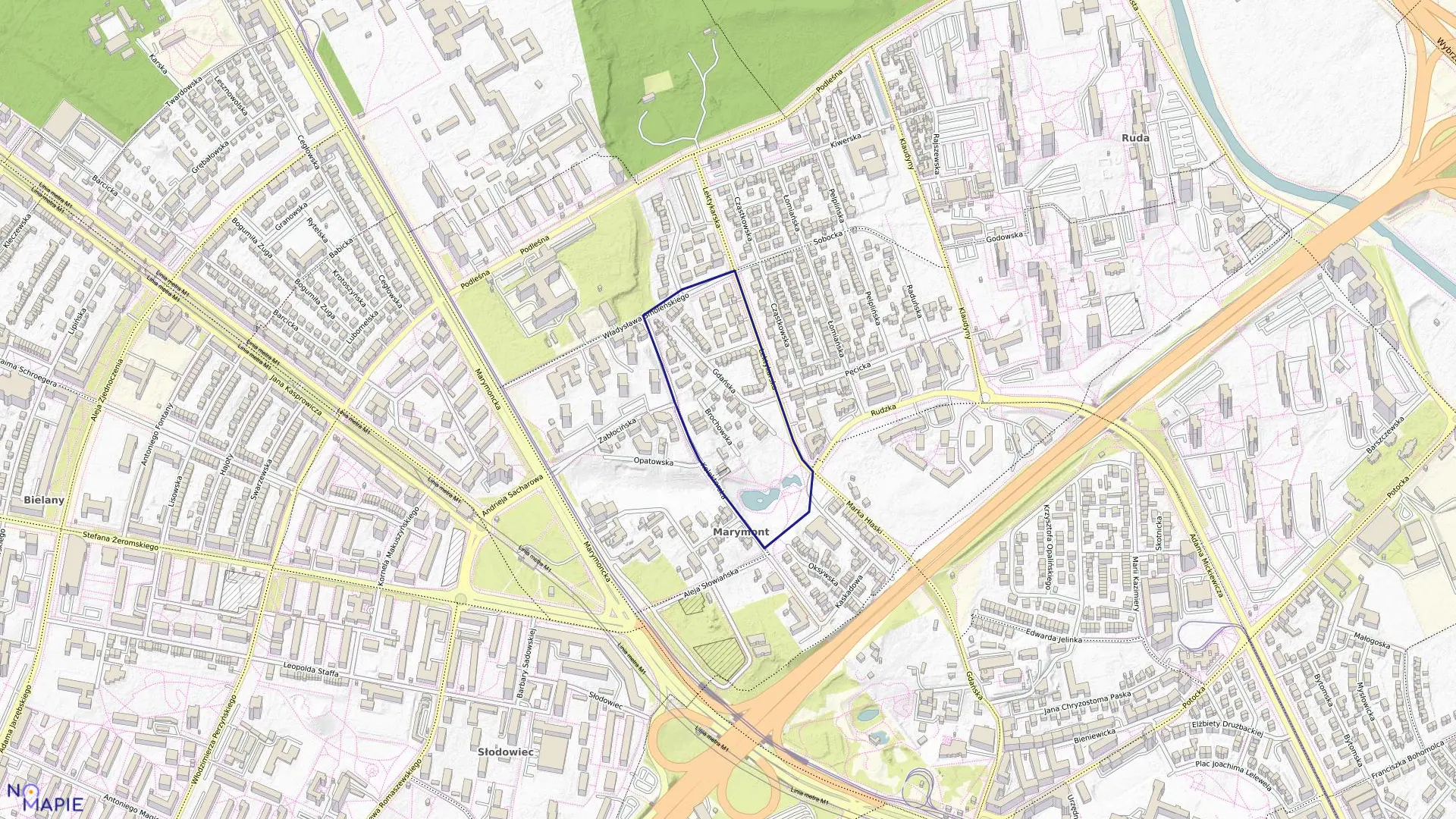 Mapa obrębu 7-04-08 w mieście Warszawa