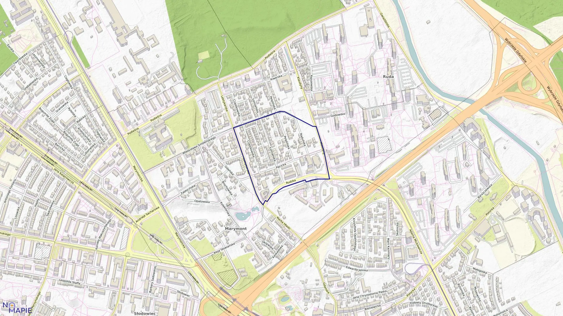 Mapa obrębu 7-04-09 w mieście Warszawa