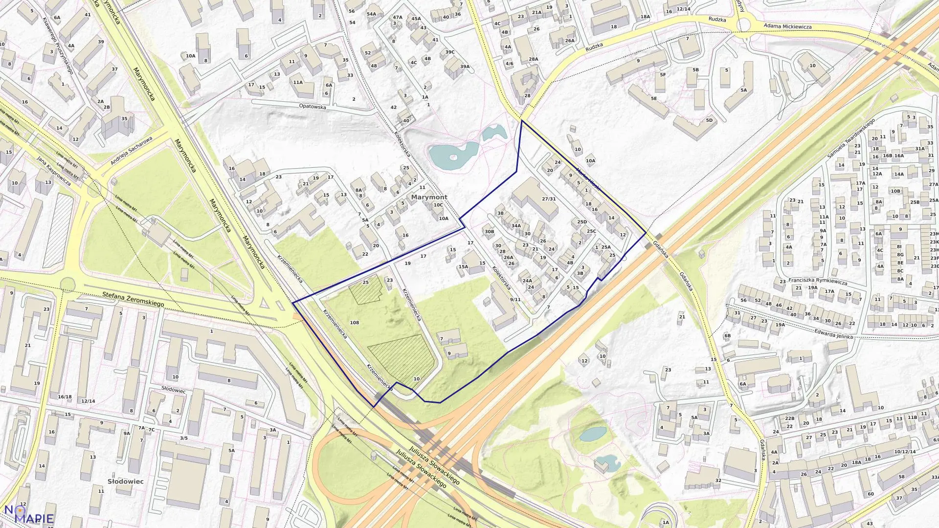 Mapa obrębu 7-04-13 w mieście Warszawa