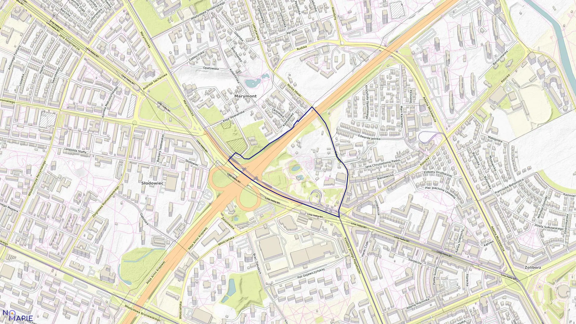 Mapa obrębu 7-04-14 w mieście Warszawa