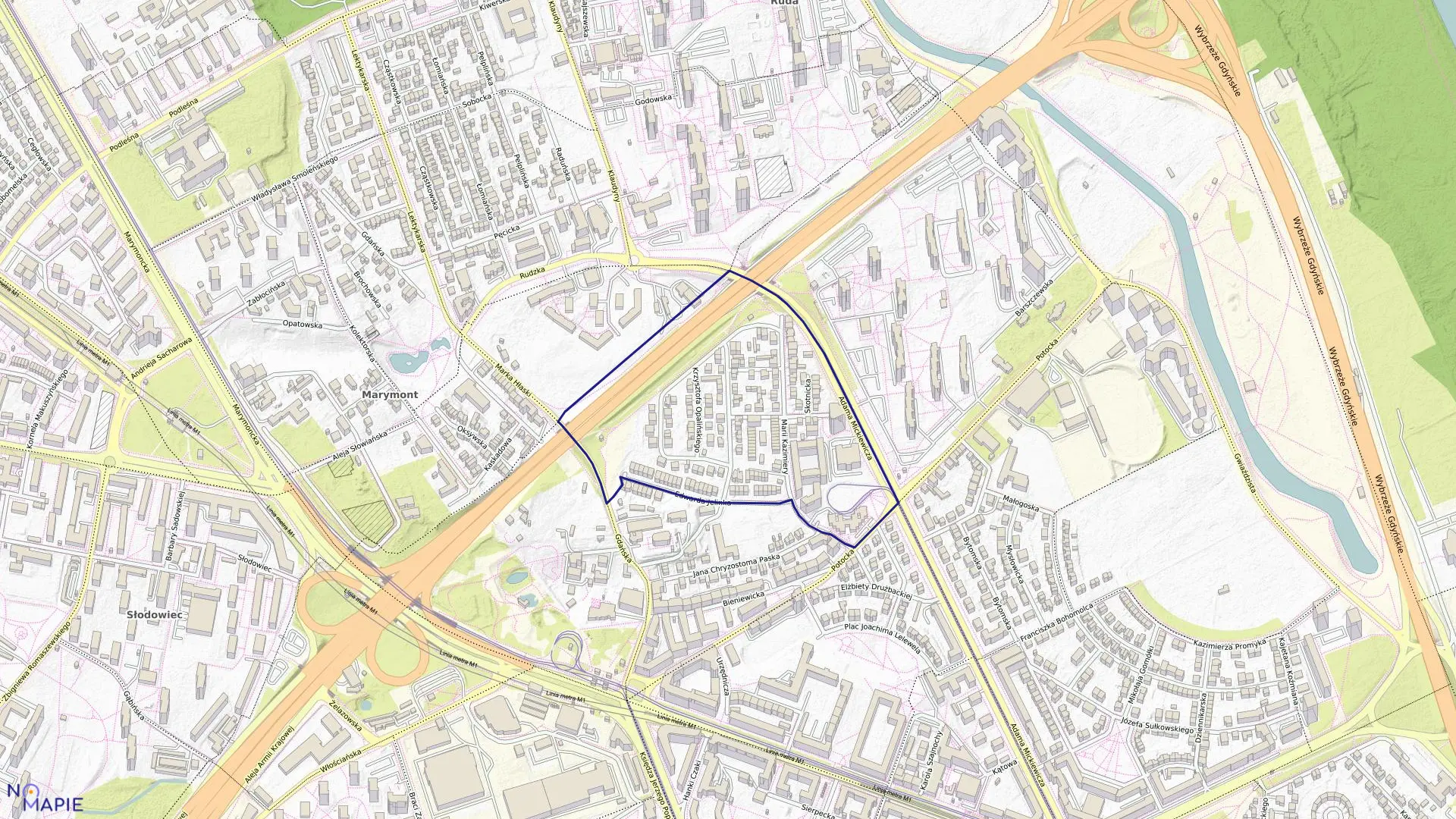 Mapa obrębu 7-04-15 w mieście Warszawa