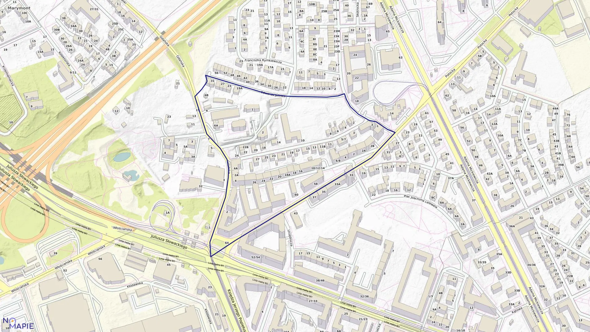 Mapa obrębu 7-04-17 w mieście Warszawa