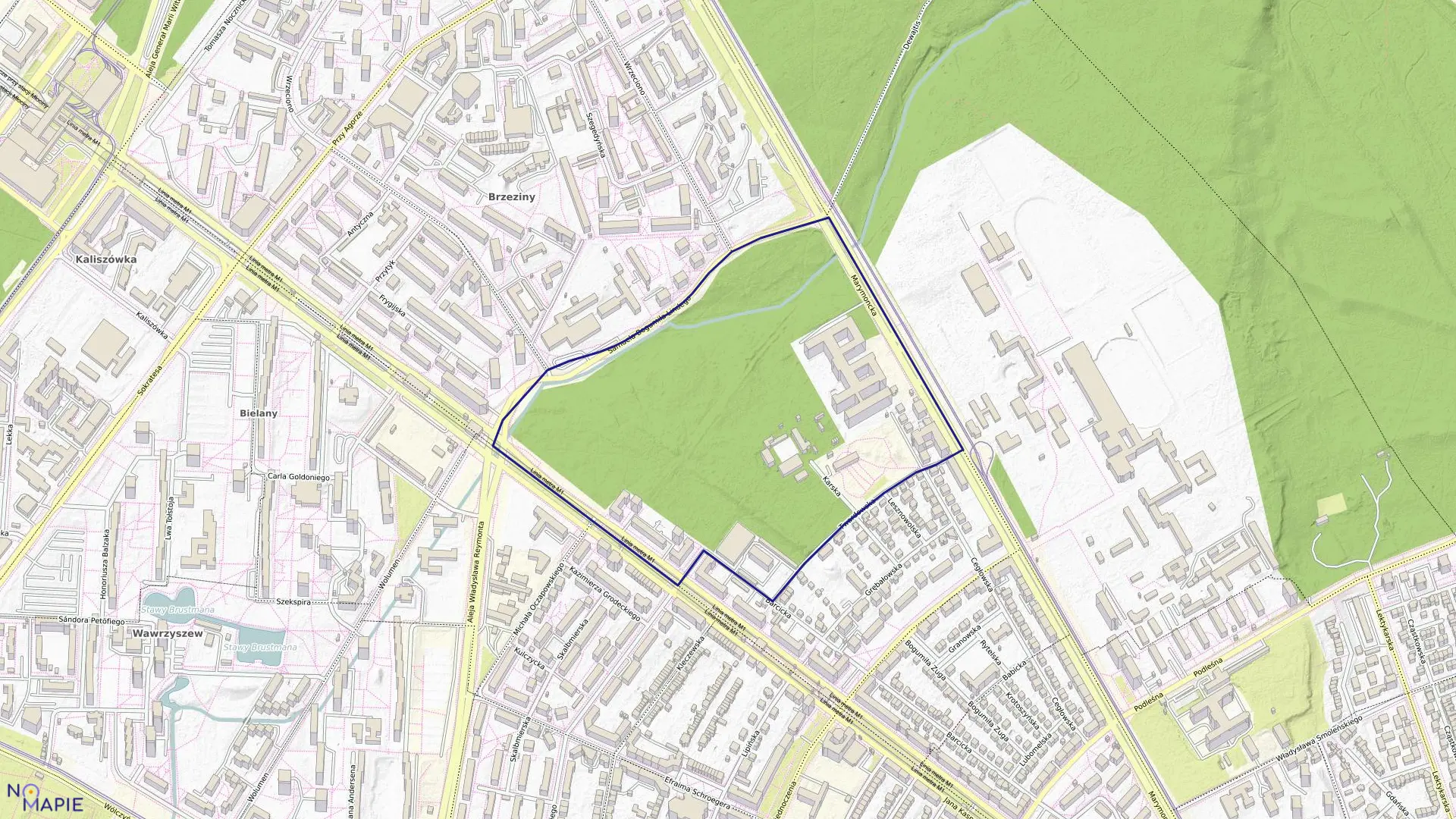 Mapa obrębu 7-05-01 w mieście Warszawa