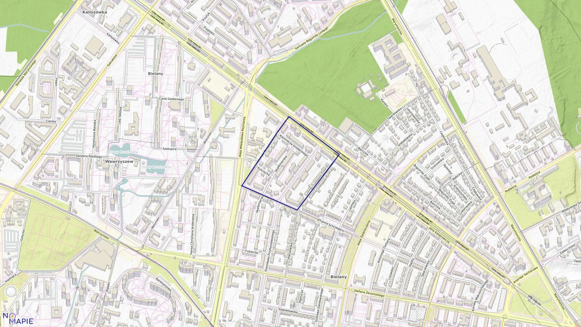 Mapa obrębu 7-05-02 w mieście Warszawa