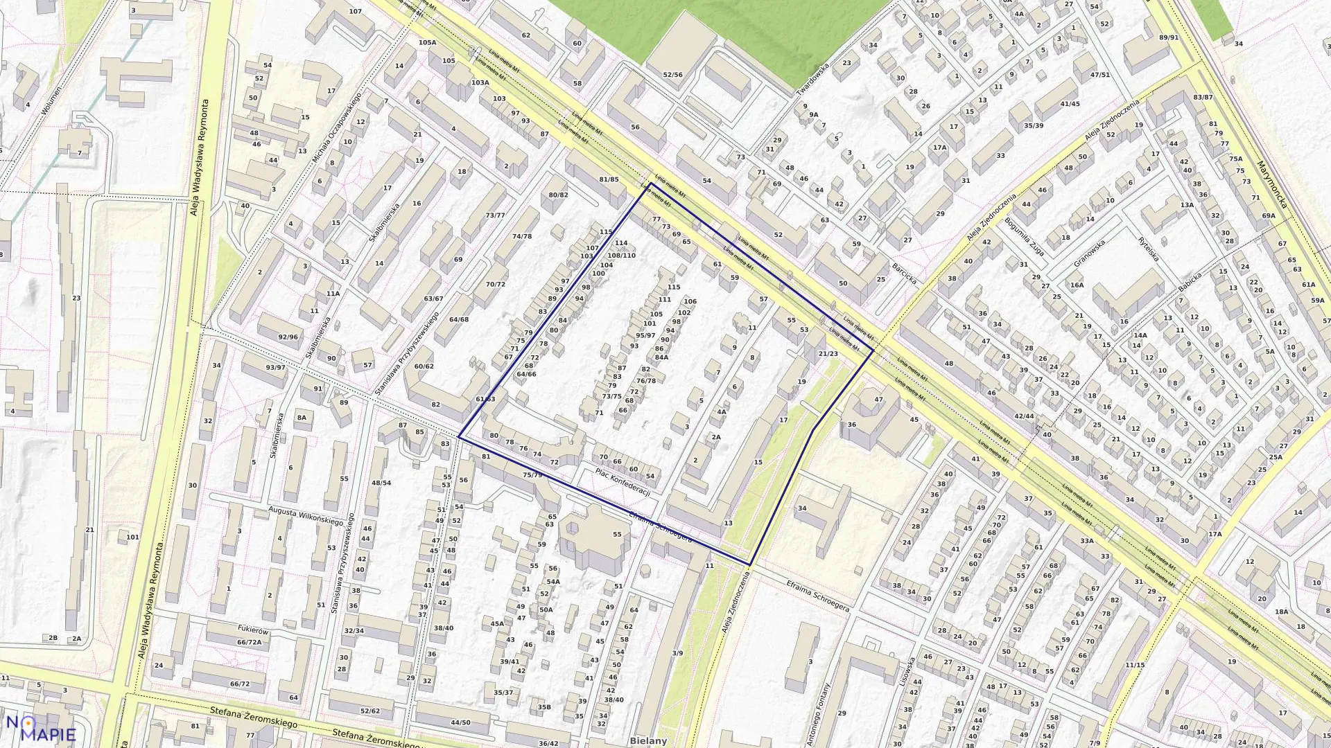 Mapa obrębu 7-05-03 w mieście Warszawa