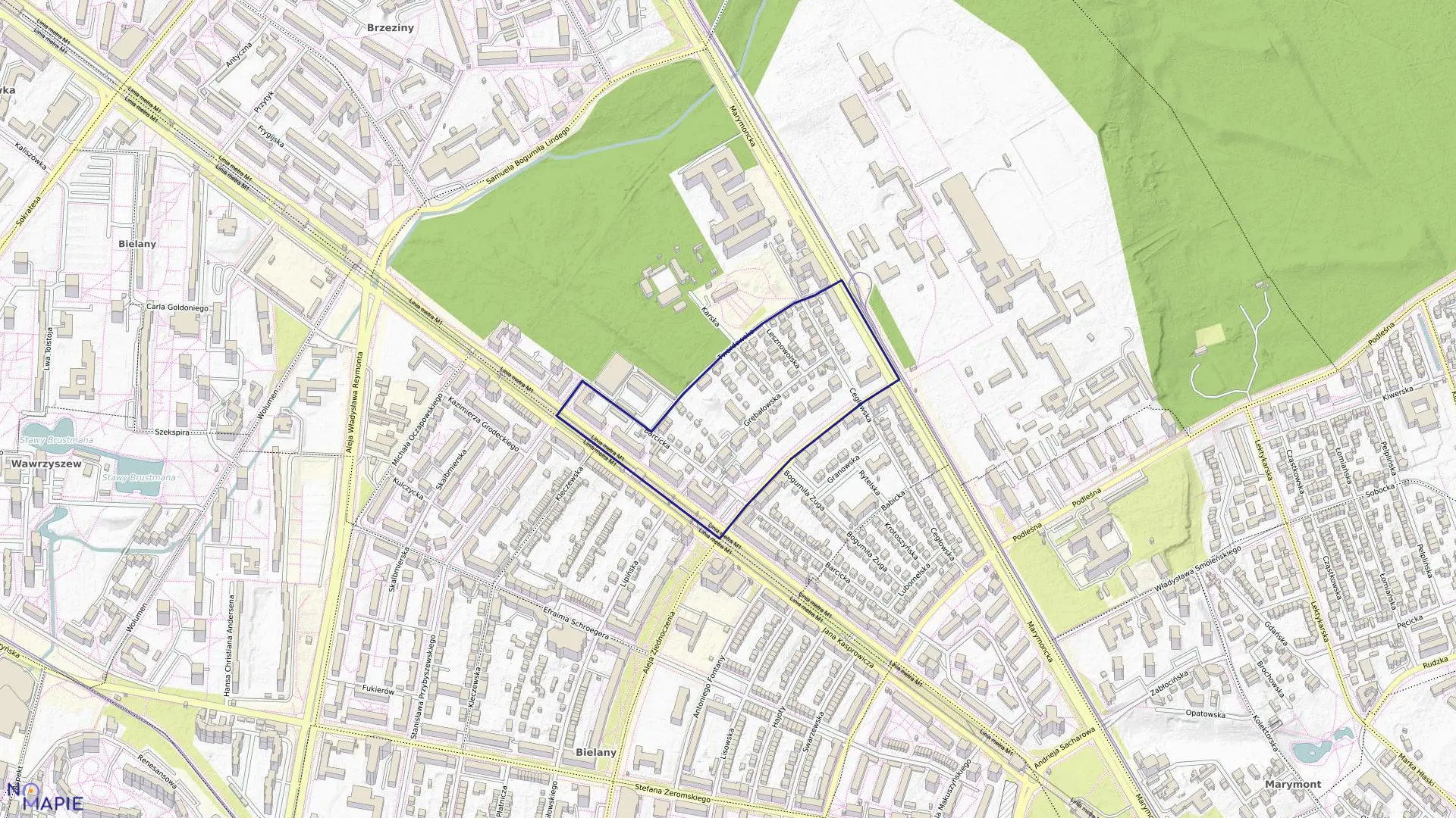 Mapa obrębu 7-05-04 w mieście Warszawa