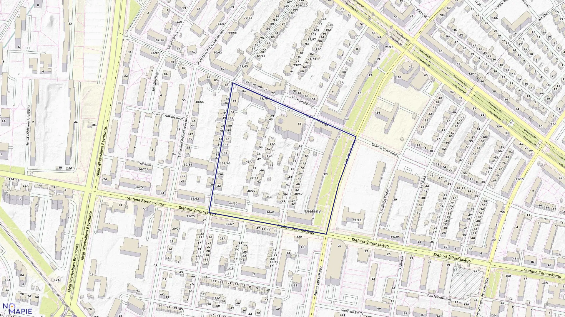 Mapa obrębu 7-05-07 w mieście Warszawa