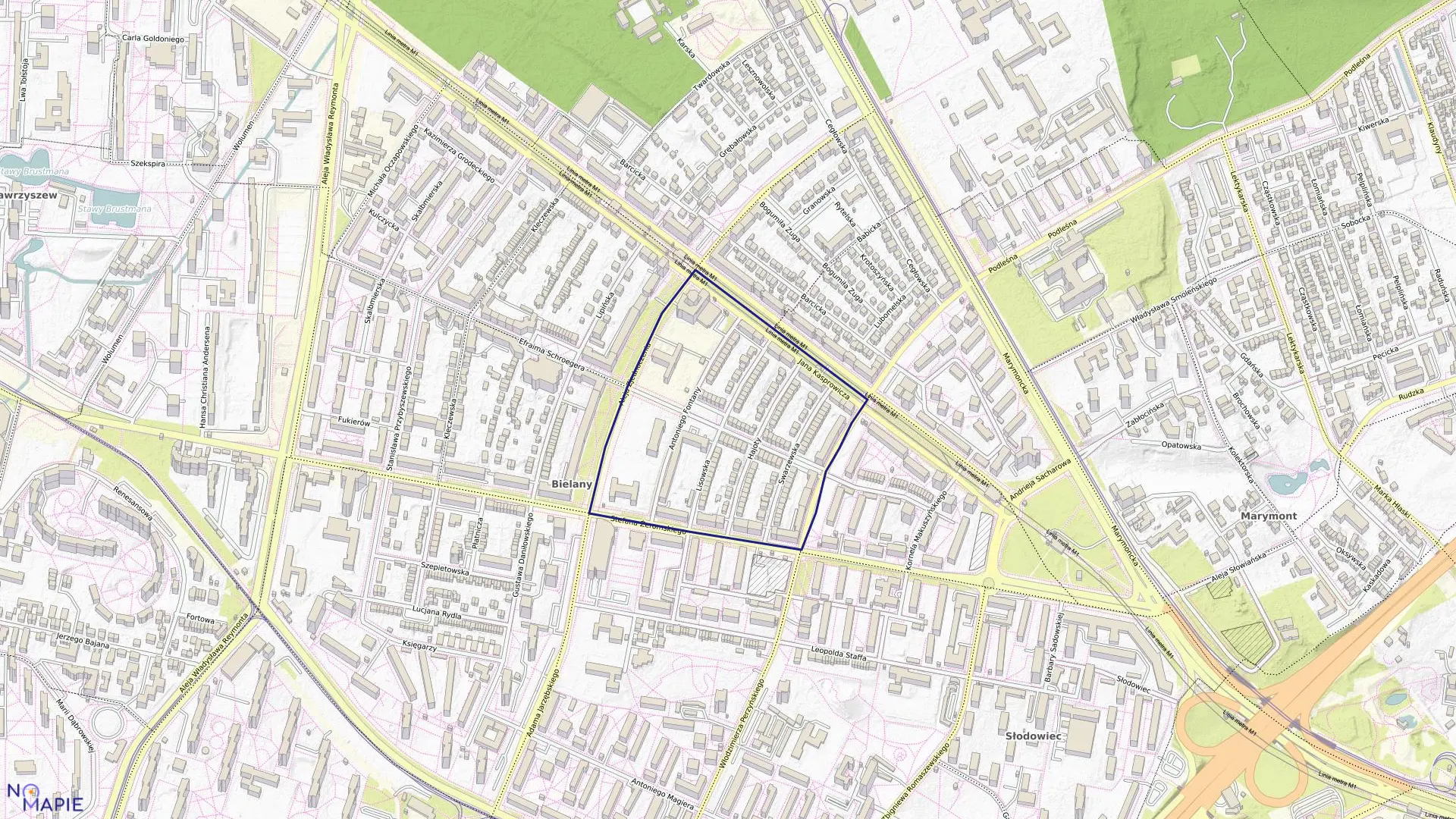 Mapa obrębu 7-05-08 w mieście Warszawa