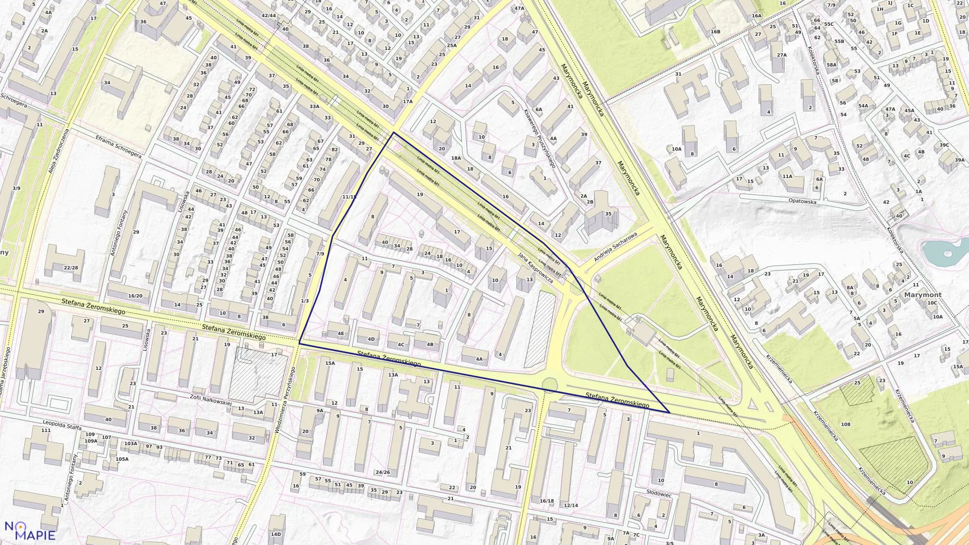 Mapa obrębu 7-05-10 w mieście Warszawa