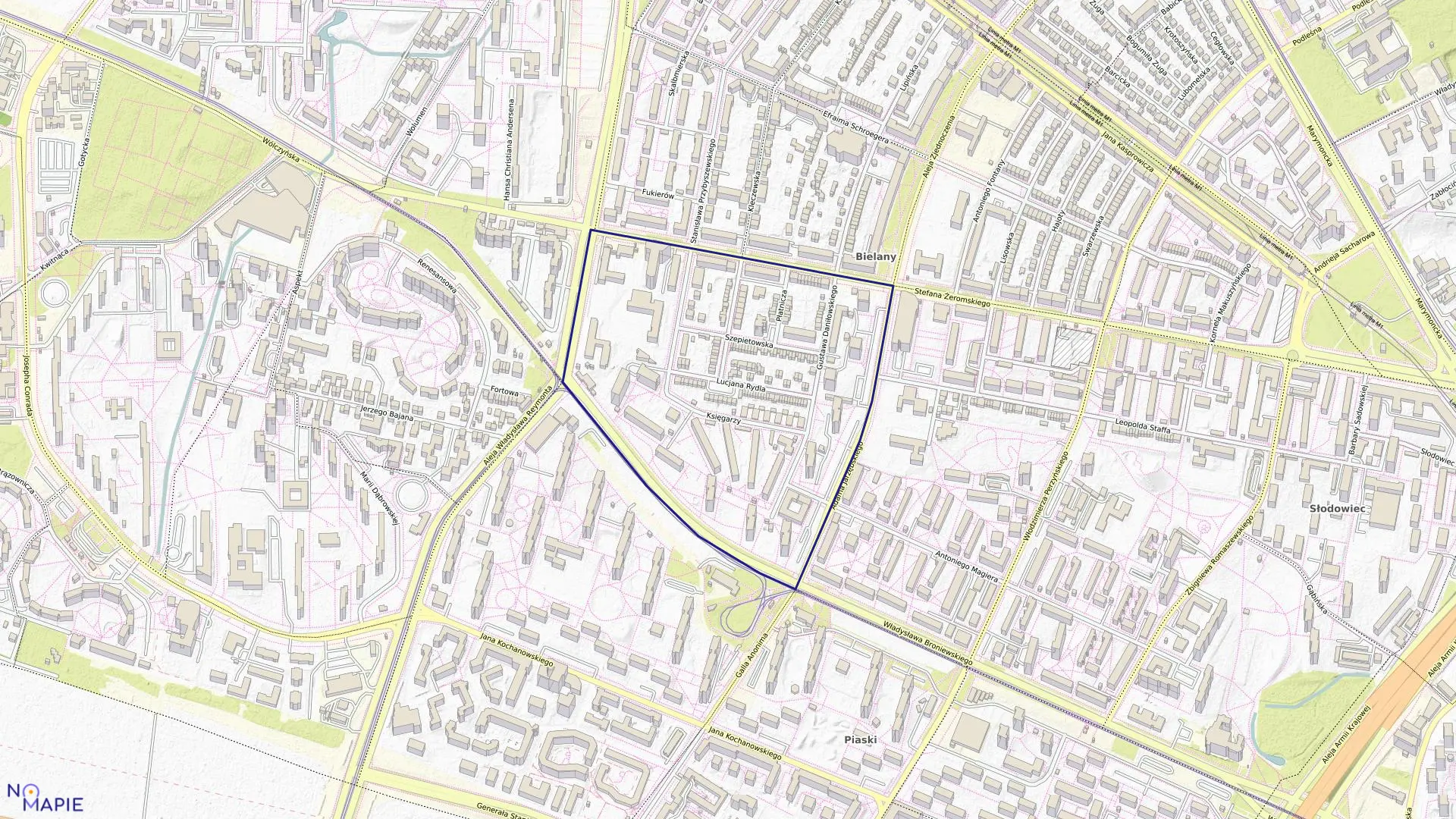 Mapa obrębu 7-05-11 w mieście Warszawa