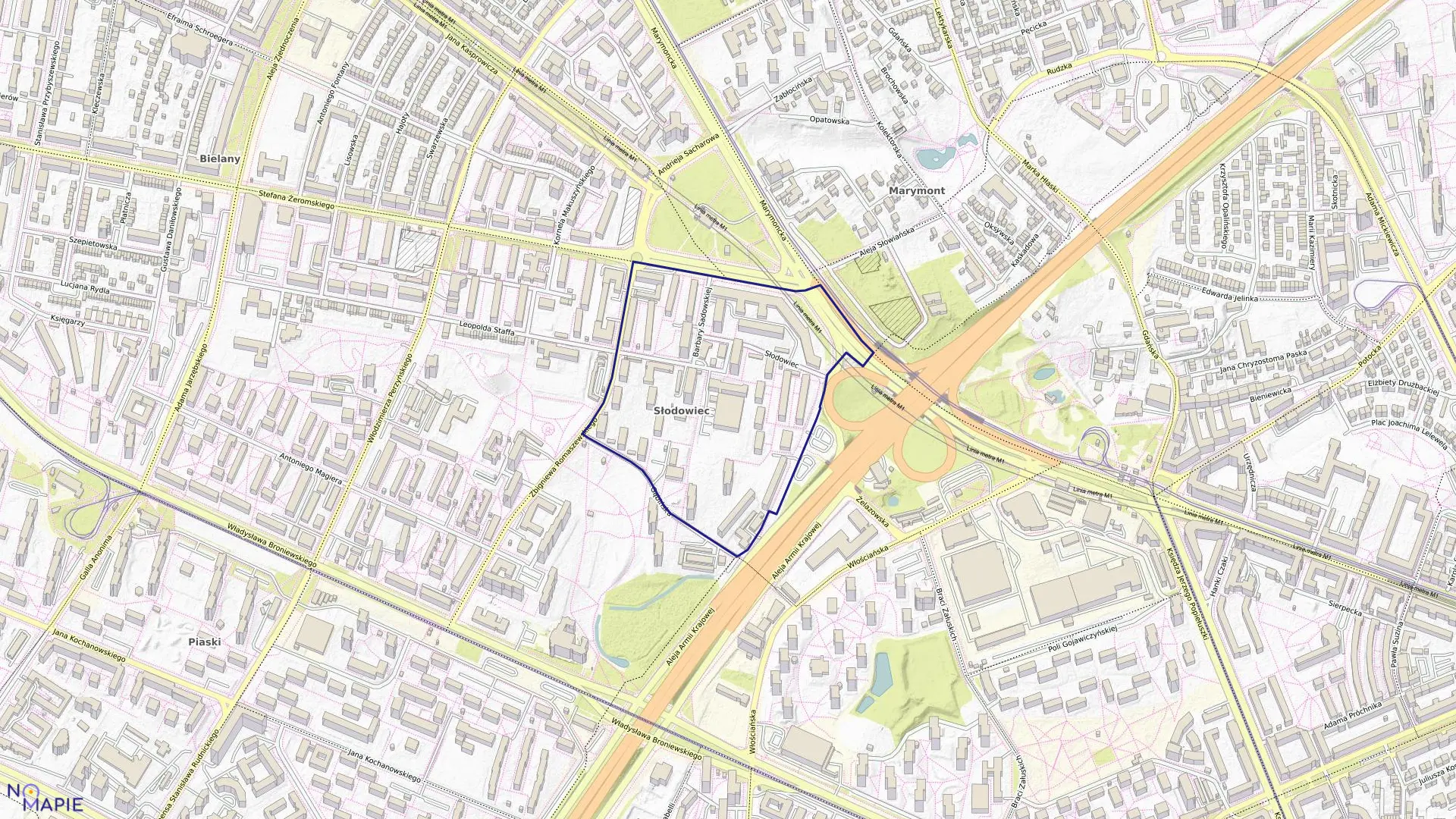 Mapa obrębu 7-05-14 w mieście Warszawa