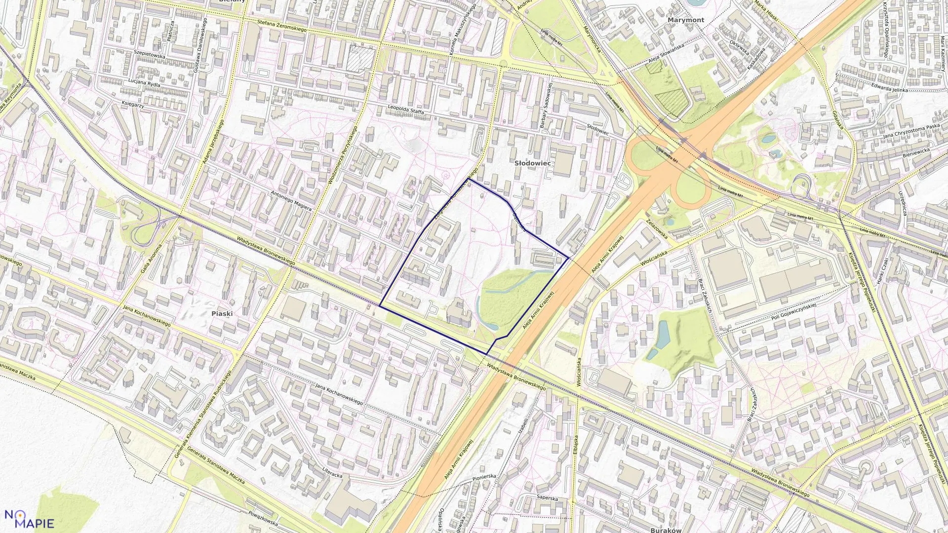 Mapa obrębu 7-05-15 w mieście Warszawa