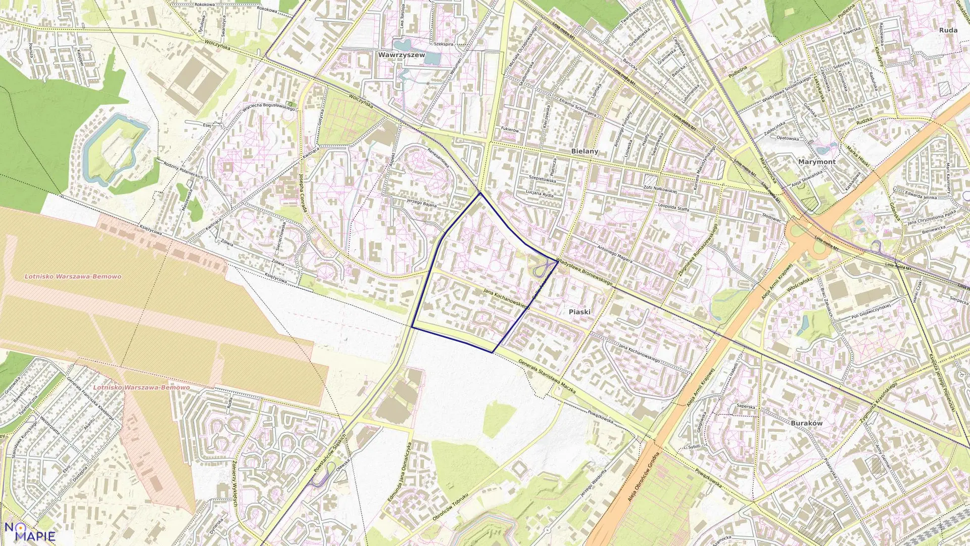 Mapa obrębu 7-06-01 w mieście Warszawa