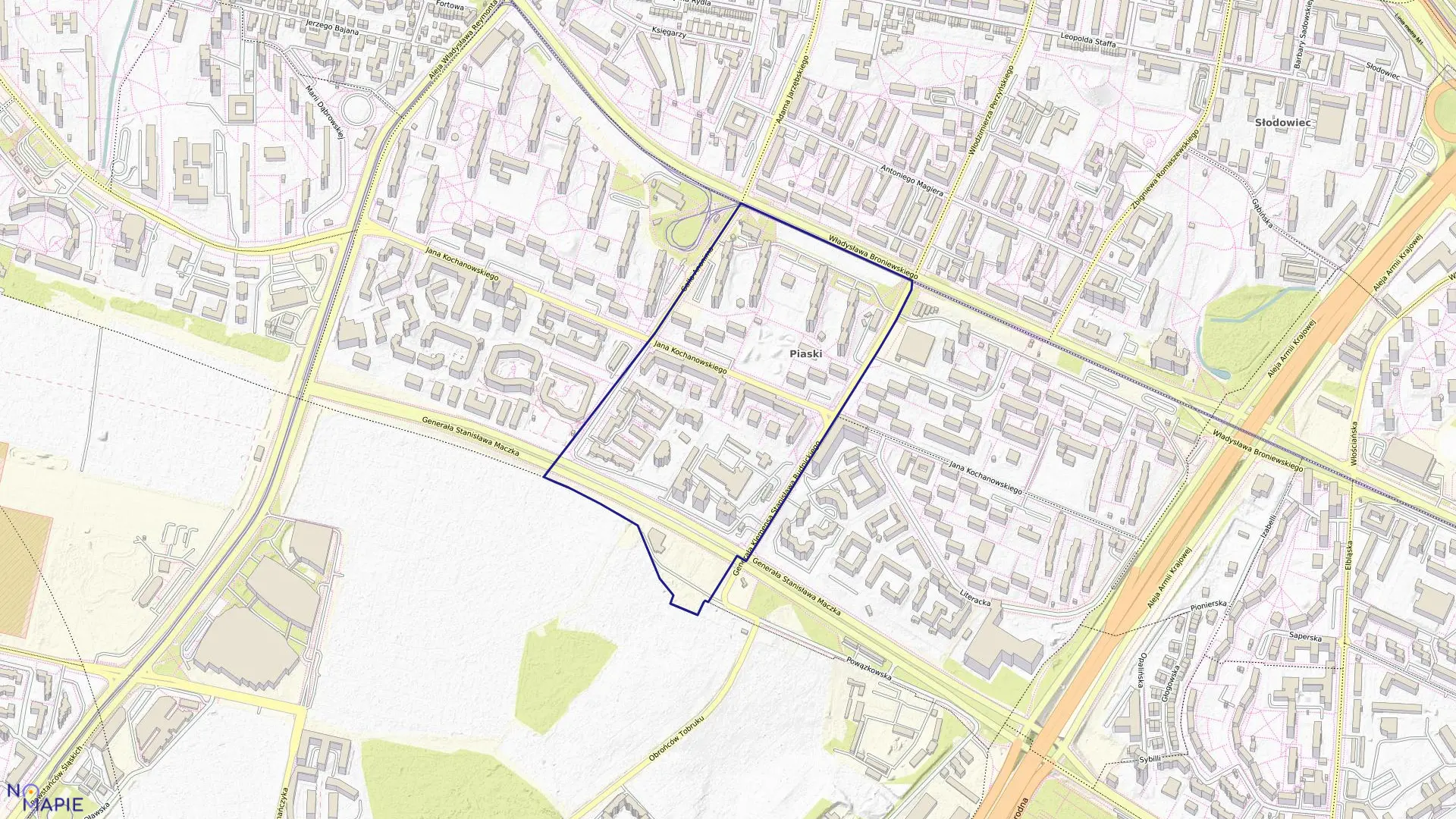 Mapa obrębu 7-06-02 w mieście Warszawa