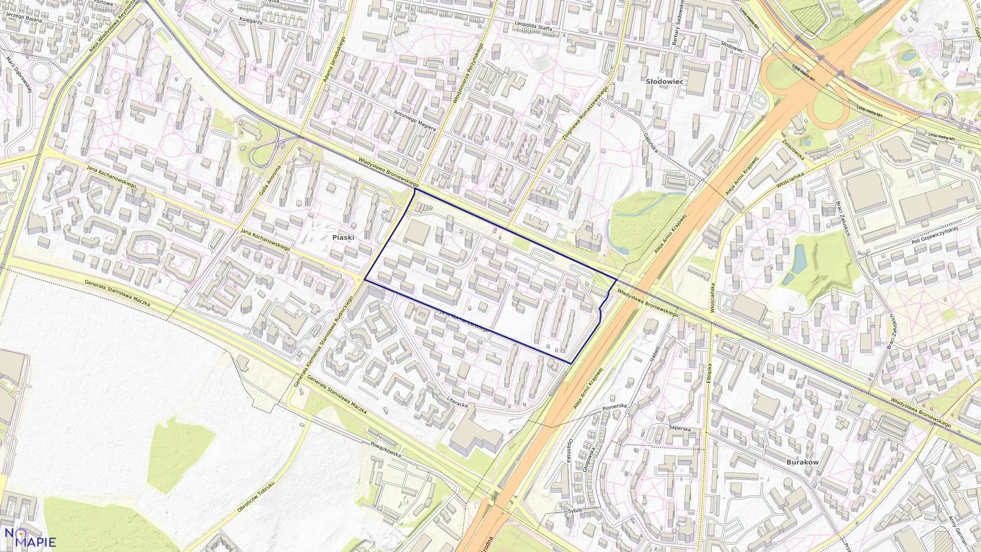 Mapa obrębu 7-06-03 w mieście Warszawa