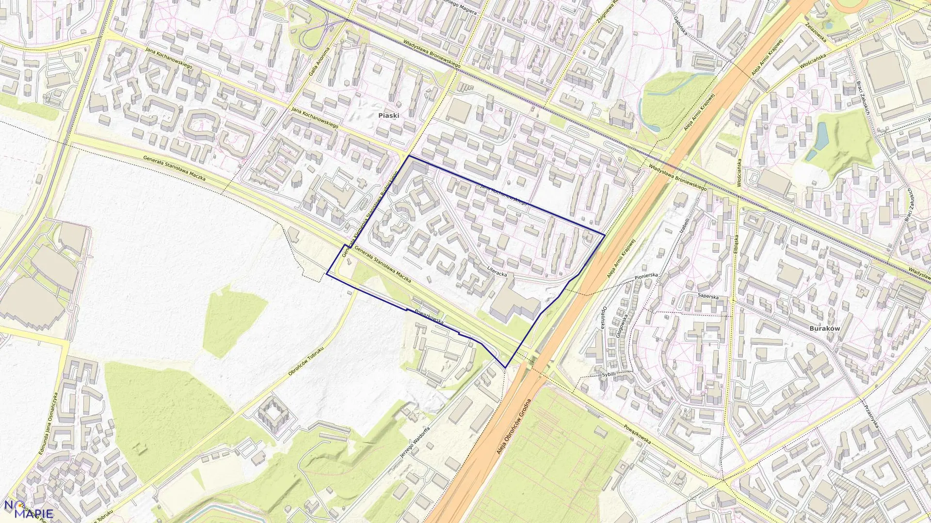 Mapa obrębu 7-06-04 w mieście Warszawa