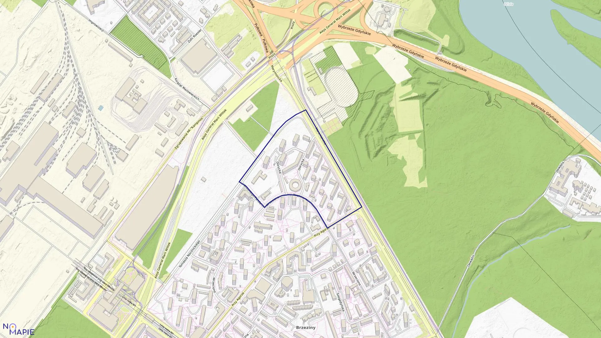 Mapa obrębu 7-07-01 w mieście Warszawa