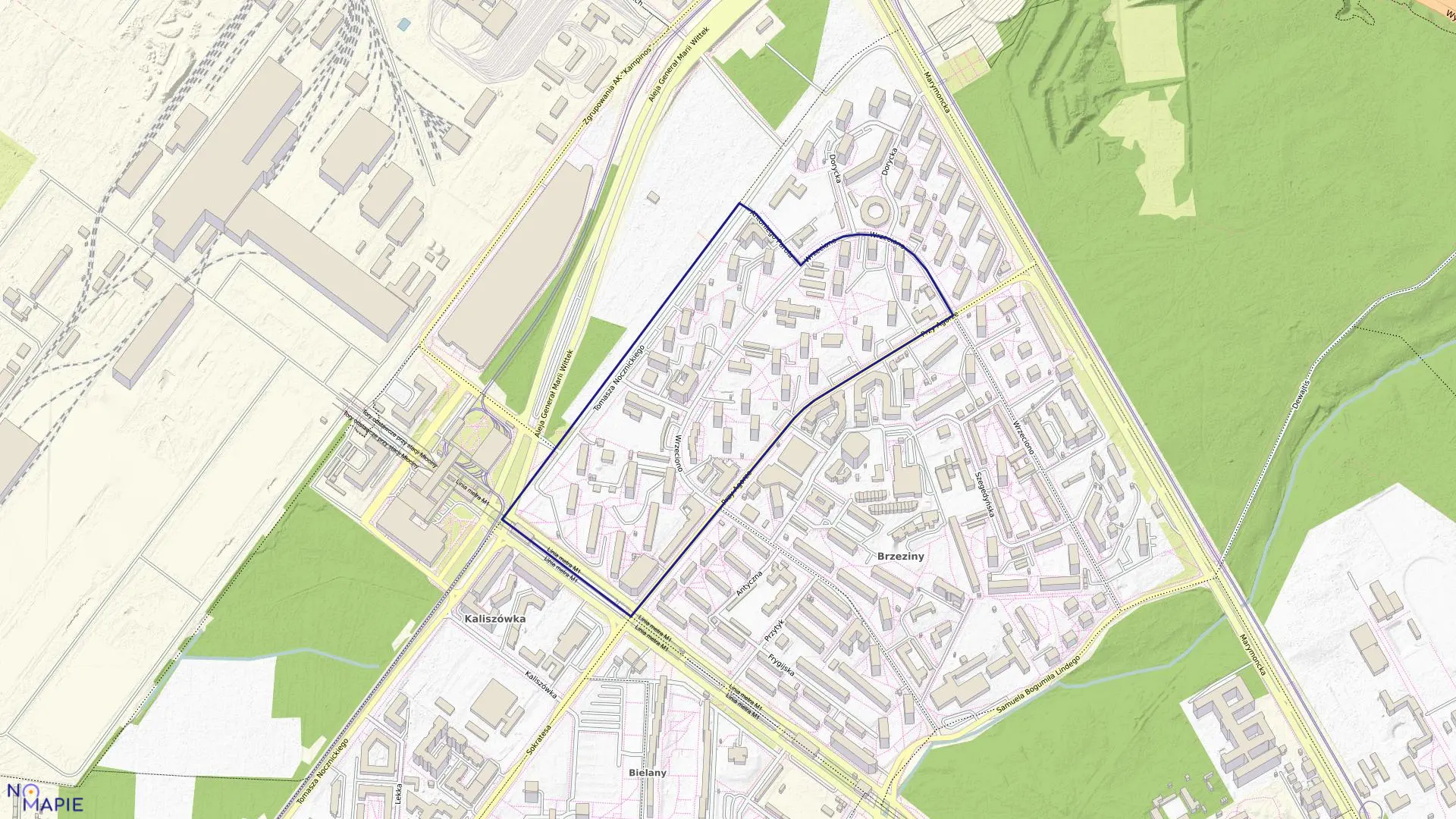 Mapa obrębu 7-07-02 w mieście Warszawa