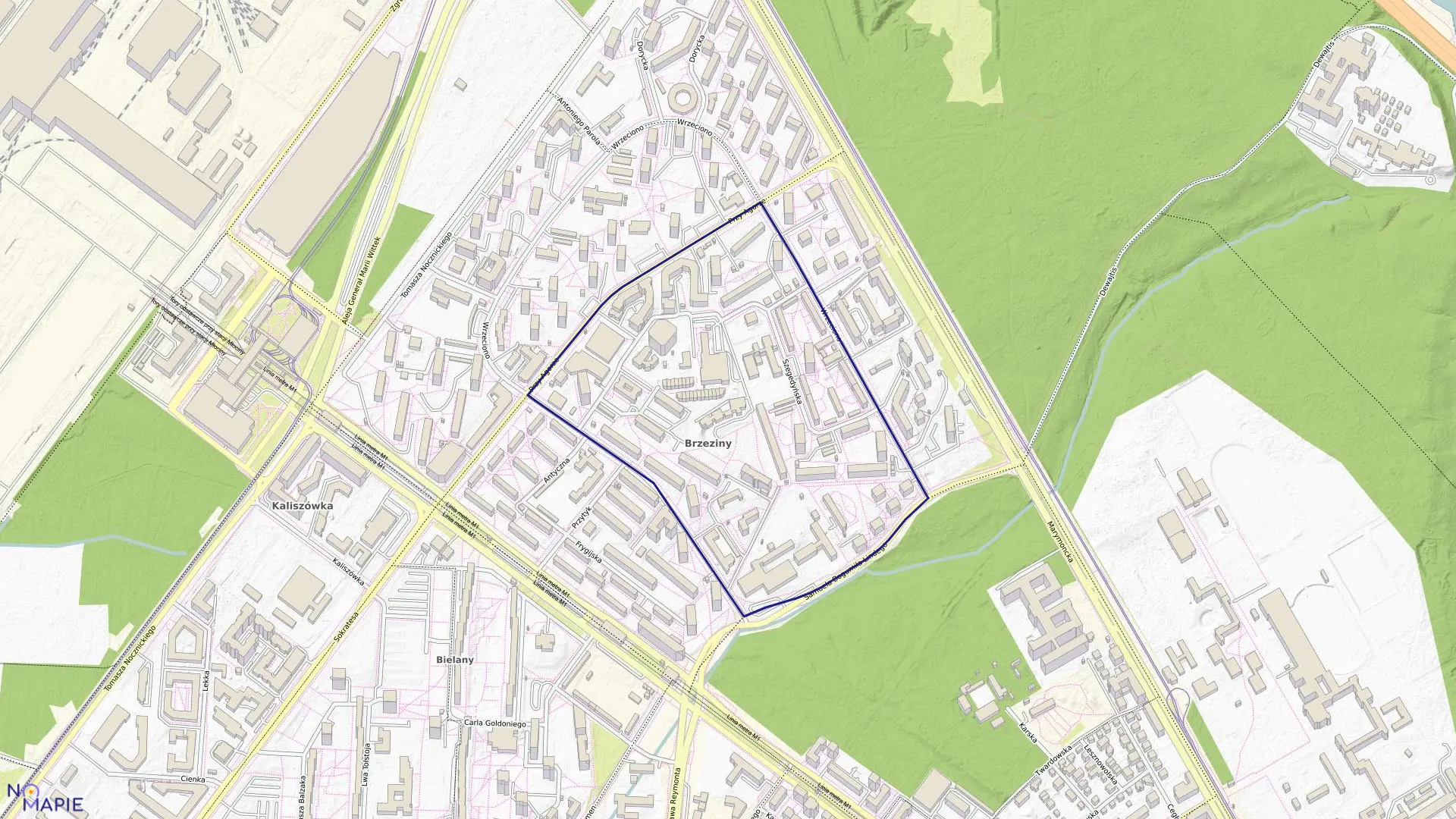 Mapa obrębu 7-07-03 w mieście Warszawa