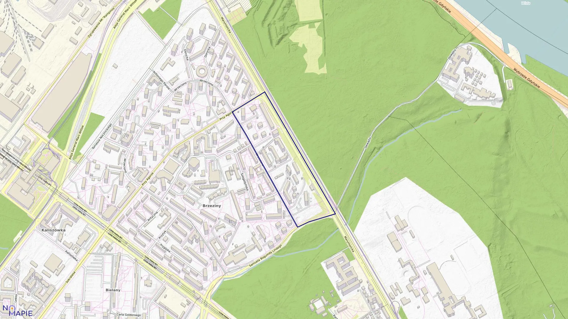 Mapa obrębu 7-07-04 w mieście Warszawa