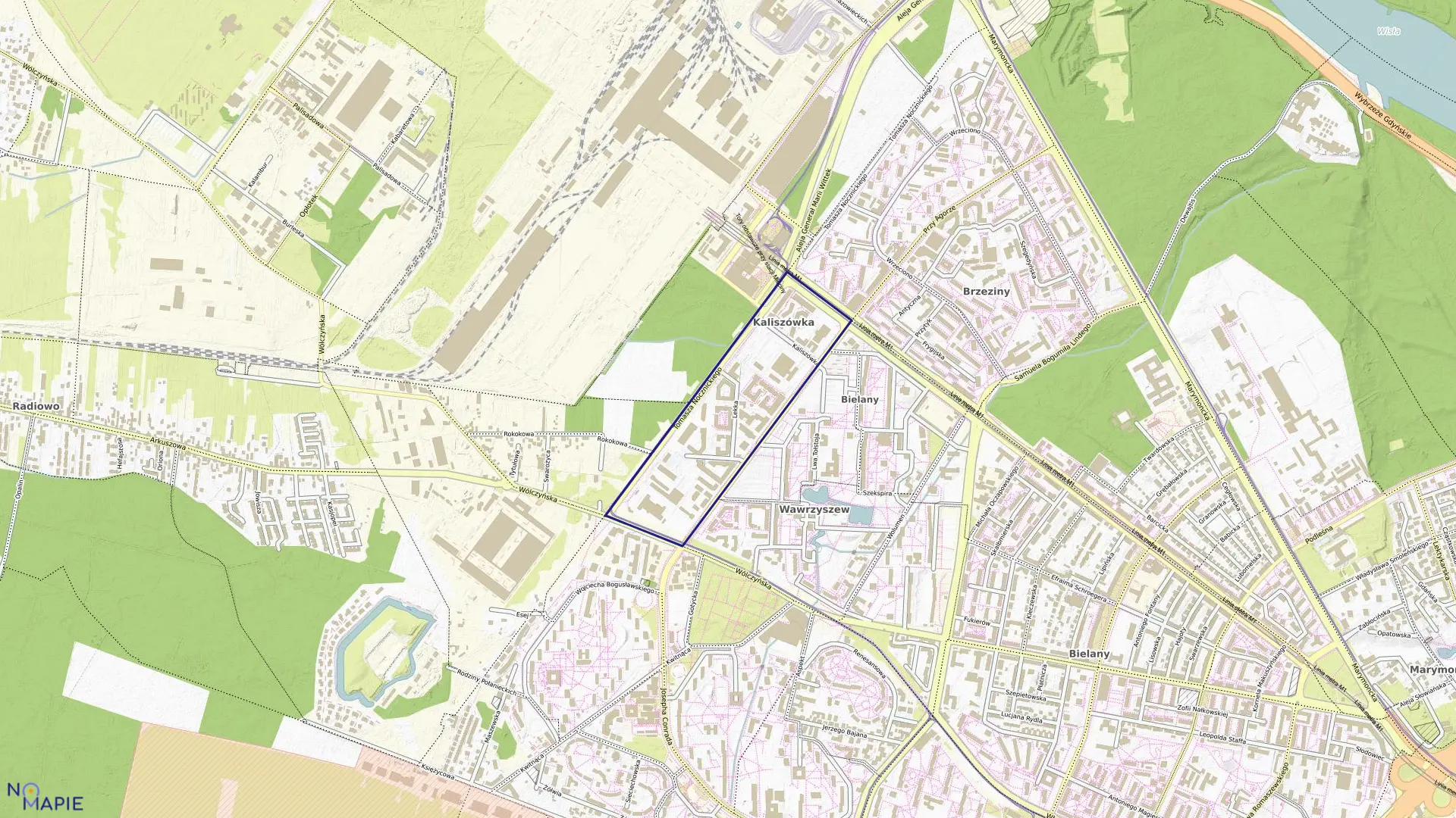 Mapa obrębu 7-08-01 w mieście Warszawa