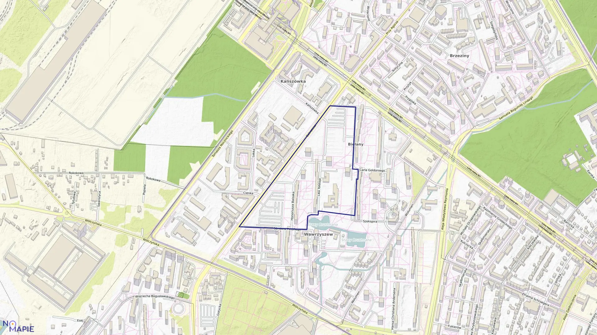 Mapa obrębu 7-08-02 w mieście Warszawa