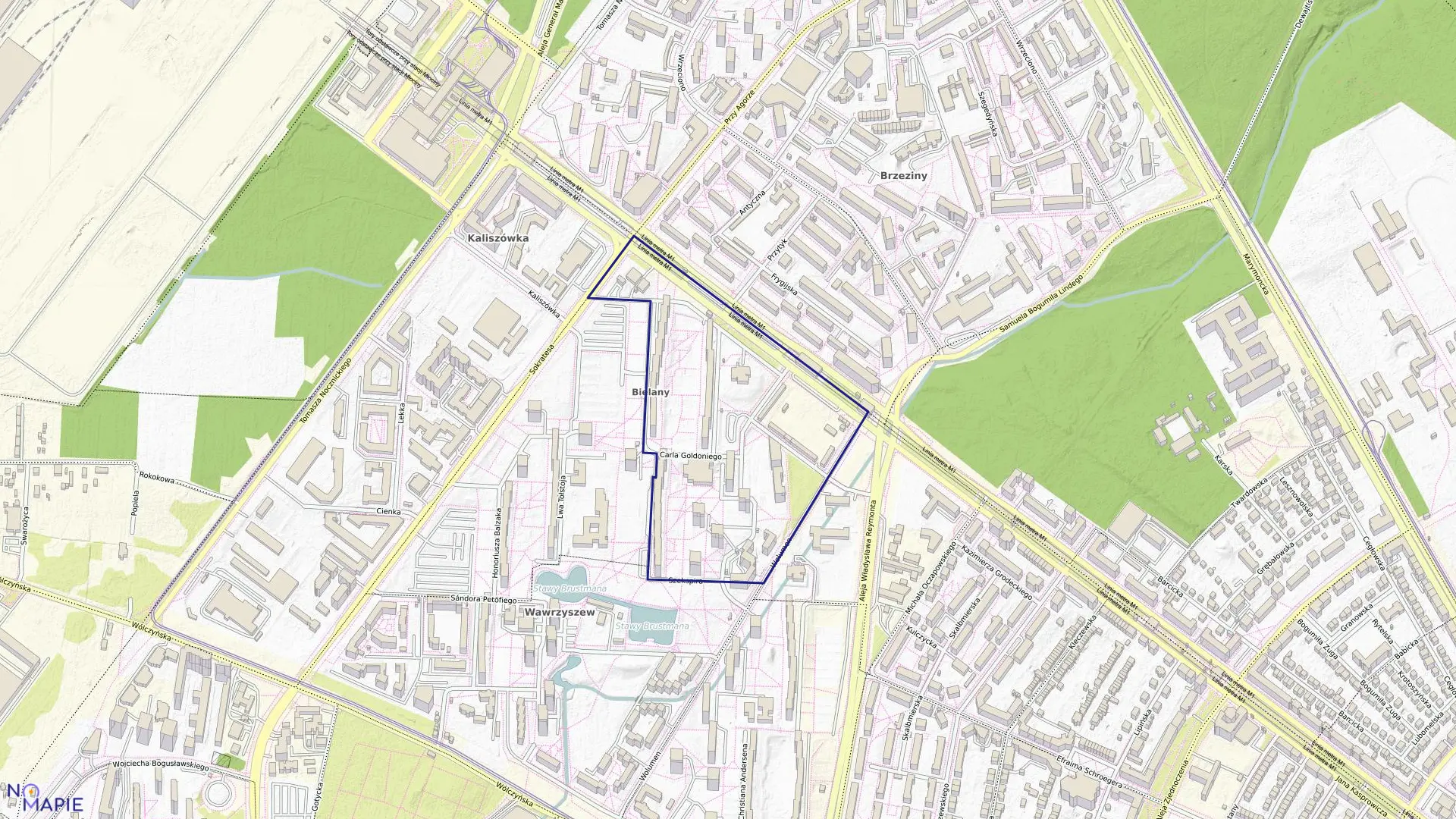 Mapa obrębu 7-08-03 w mieście Warszawa