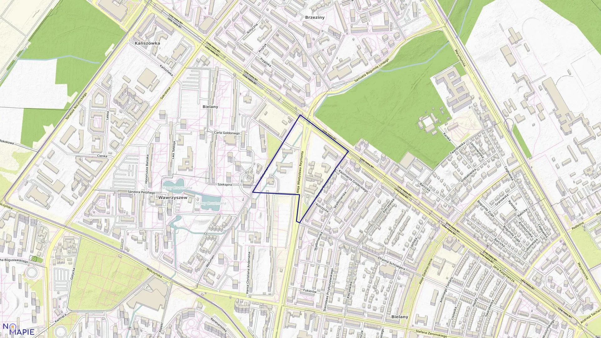 Mapa obrębu 7-08-04 w mieście Warszawa