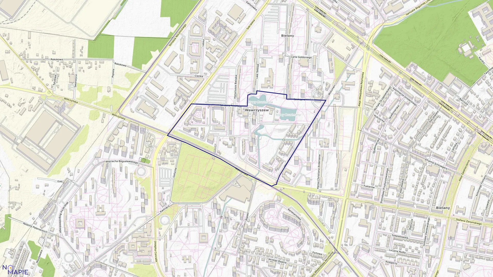 Mapa obrębu 7-08-05 w mieście Warszawa