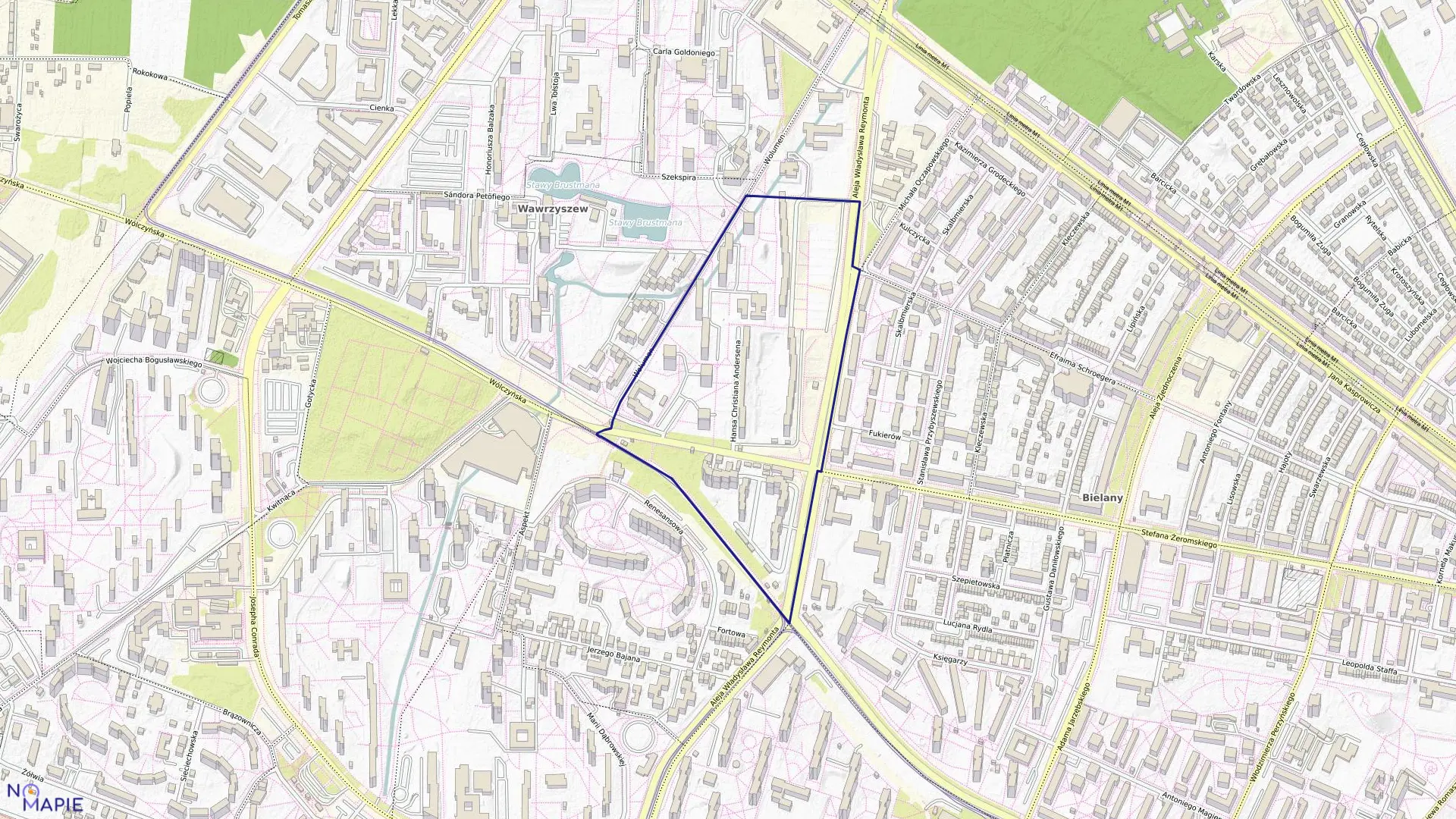 Mapa obrębu 7-08-06 w mieście Warszawa