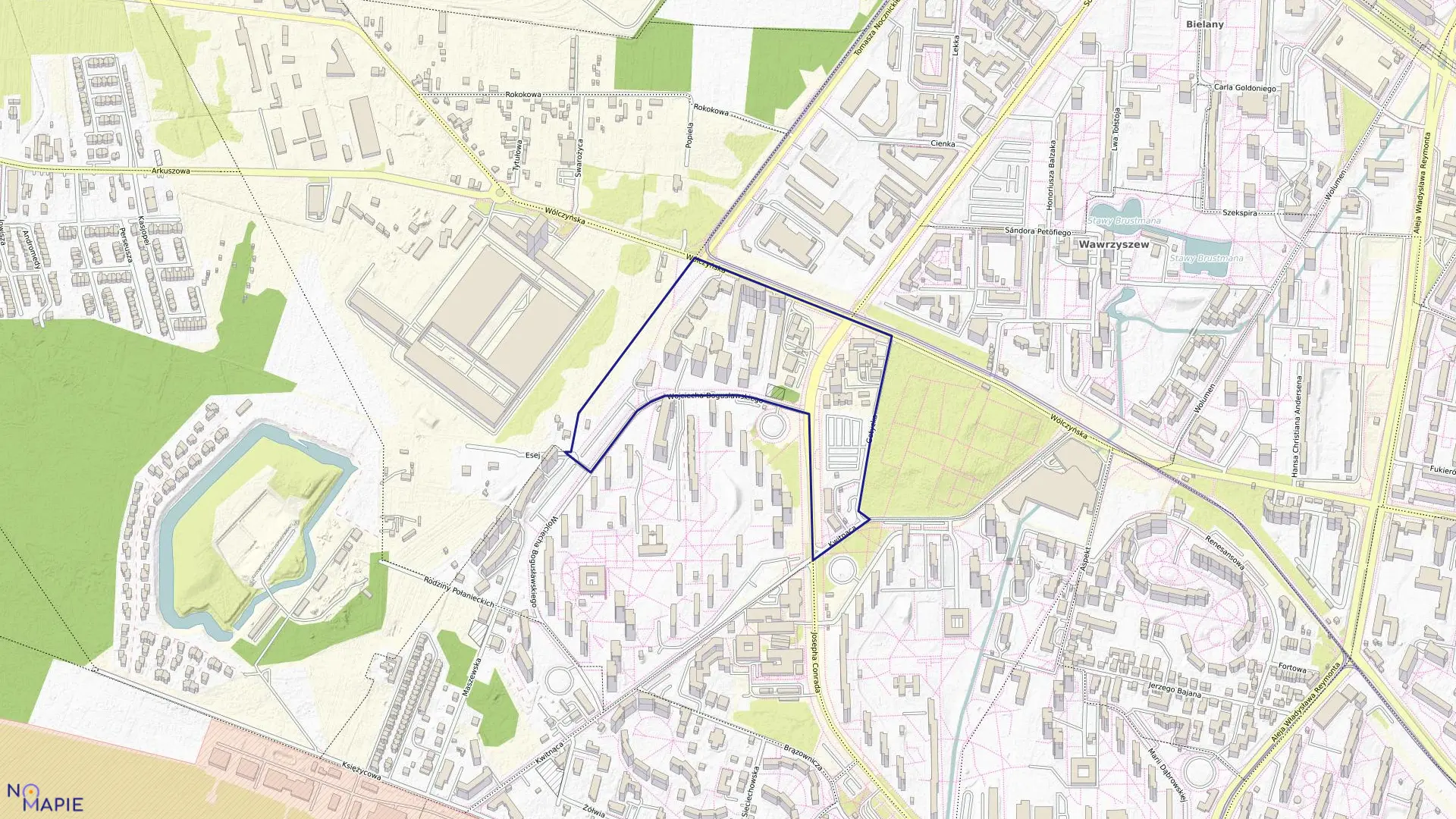 Mapa obrębu 7-08-07 w mieście Warszawa