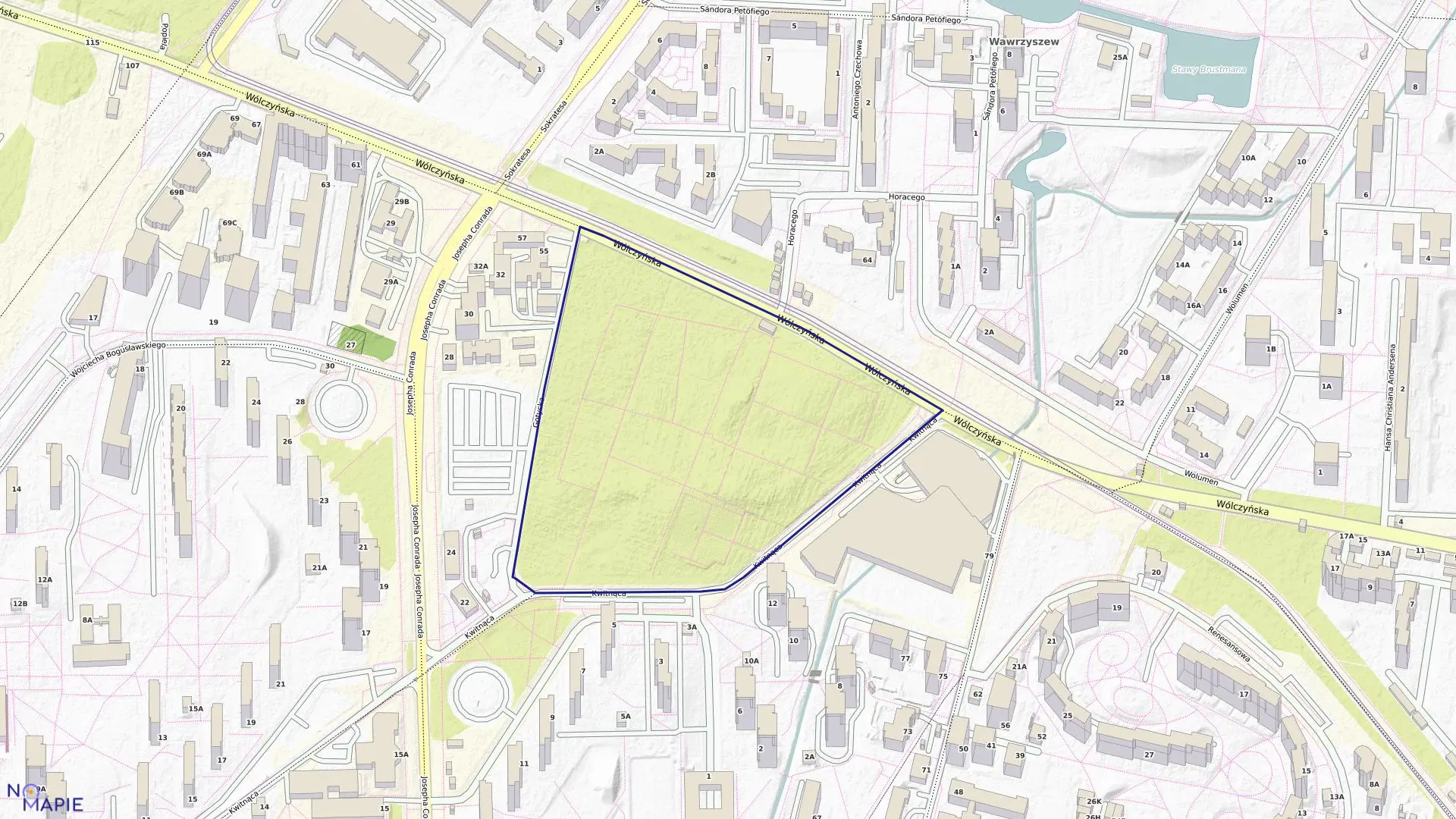 Mapa obrębu 7-08-08 w mieście Warszawa