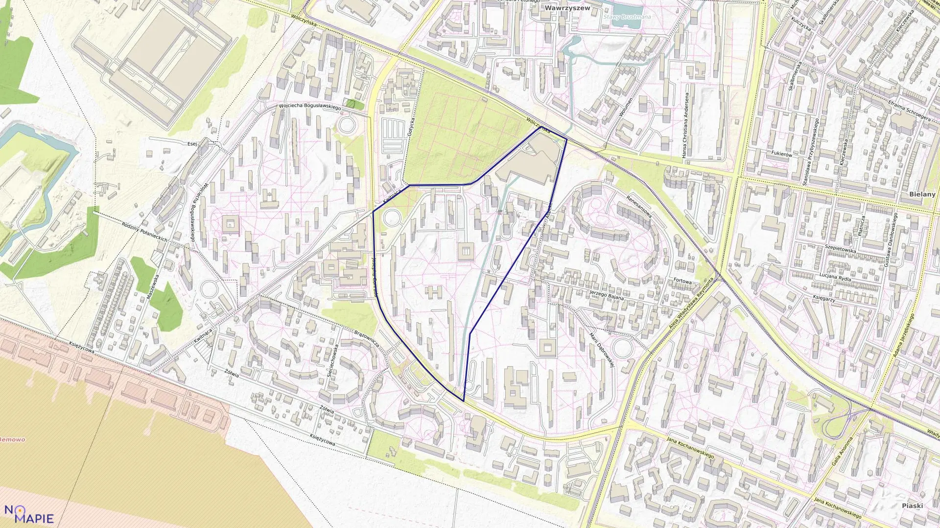 Mapa obrębu 7-08-11 w mieście Warszawa