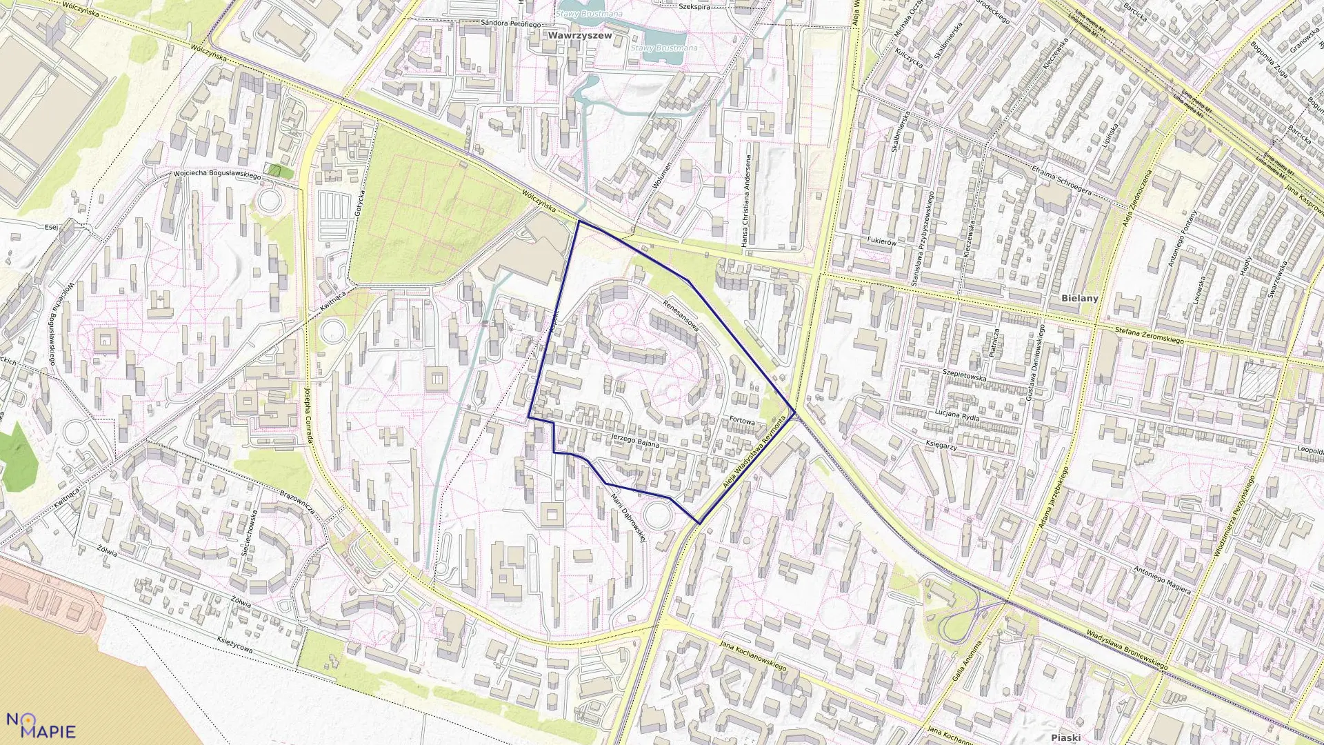 Mapa obrębu 7-08-12 w mieście Warszawa