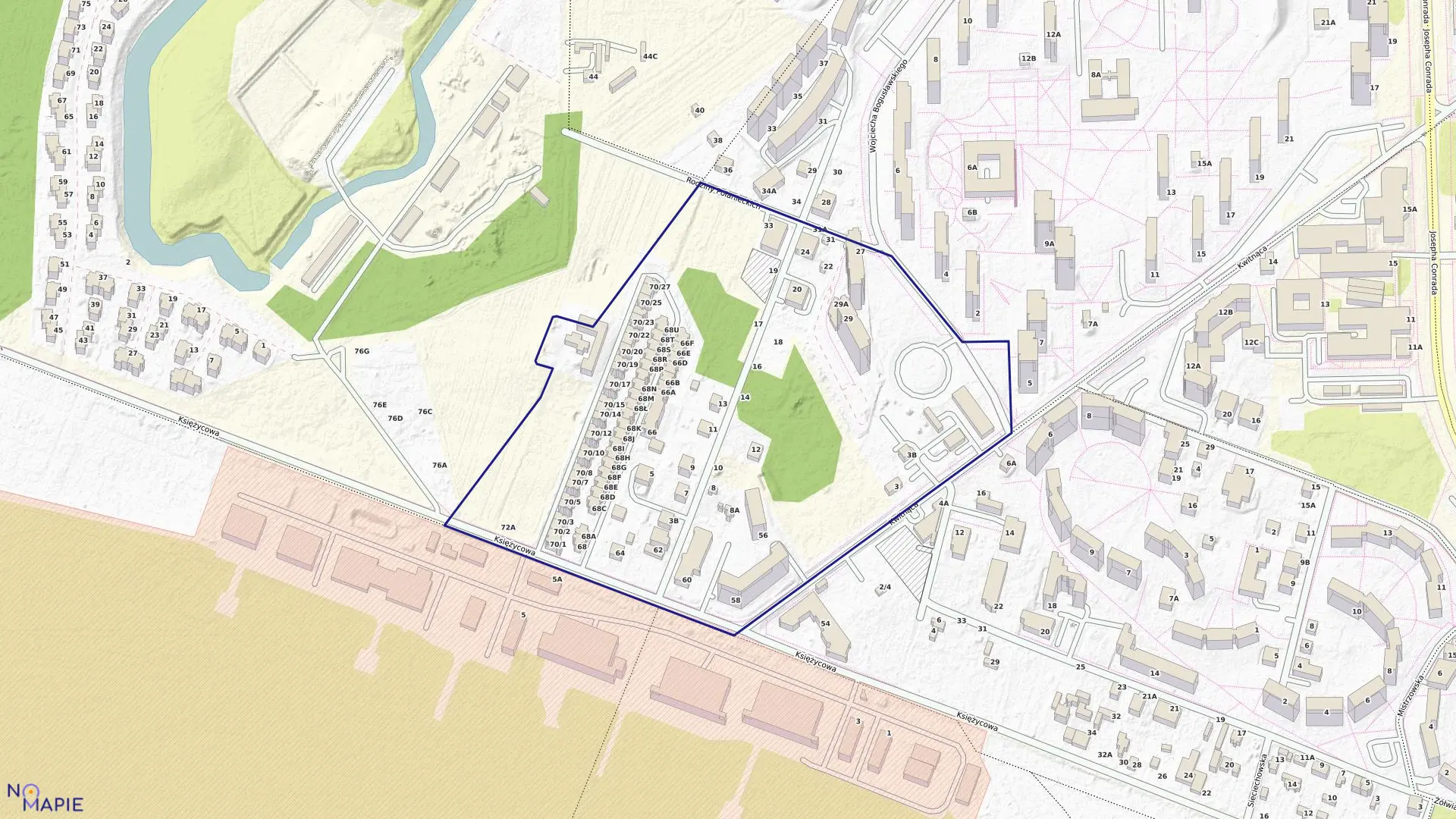 Mapa obrębu 7-08-13 w mieście Warszawa