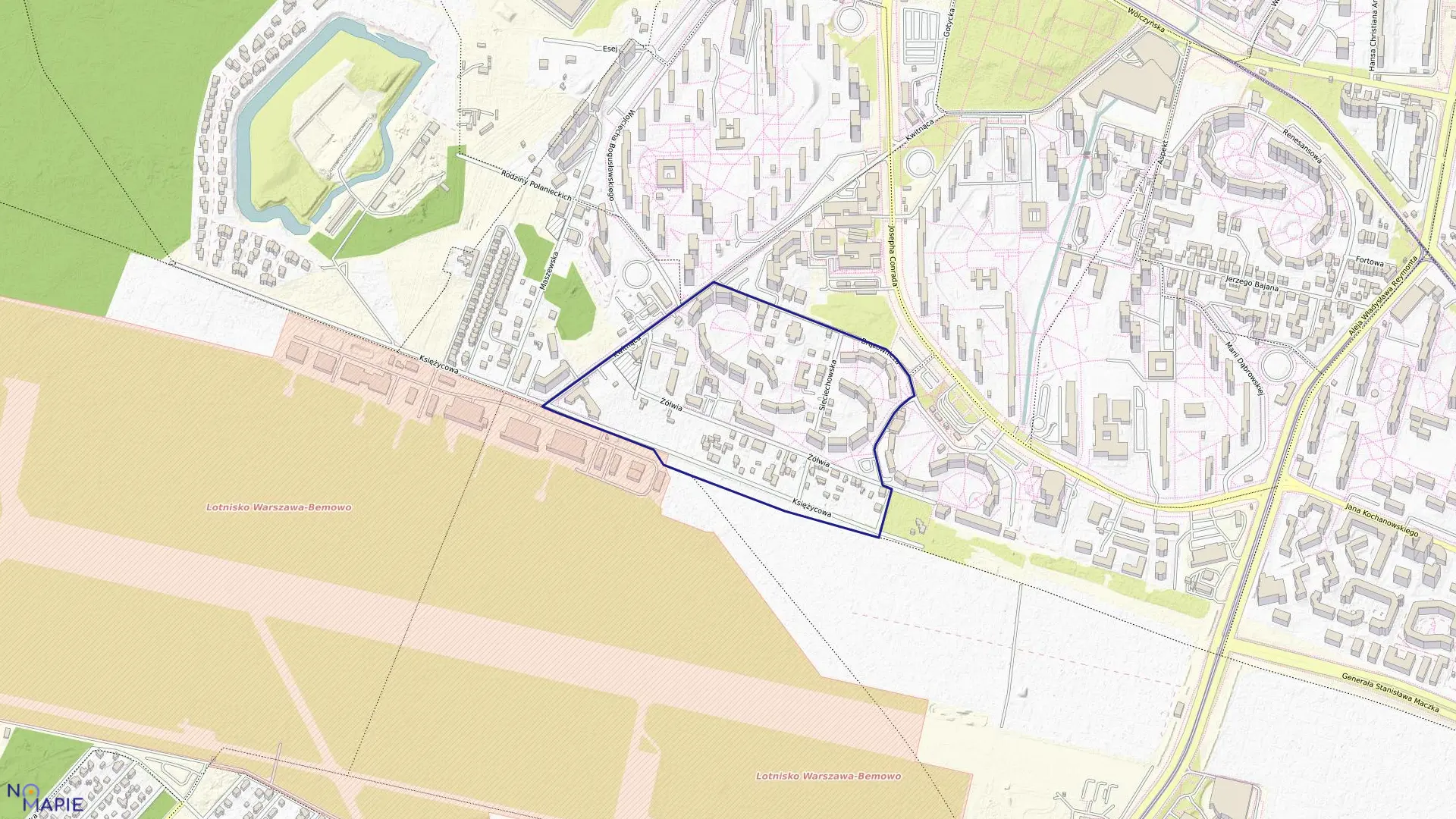 Mapa obrębu 7-08-14 w mieście Warszawa