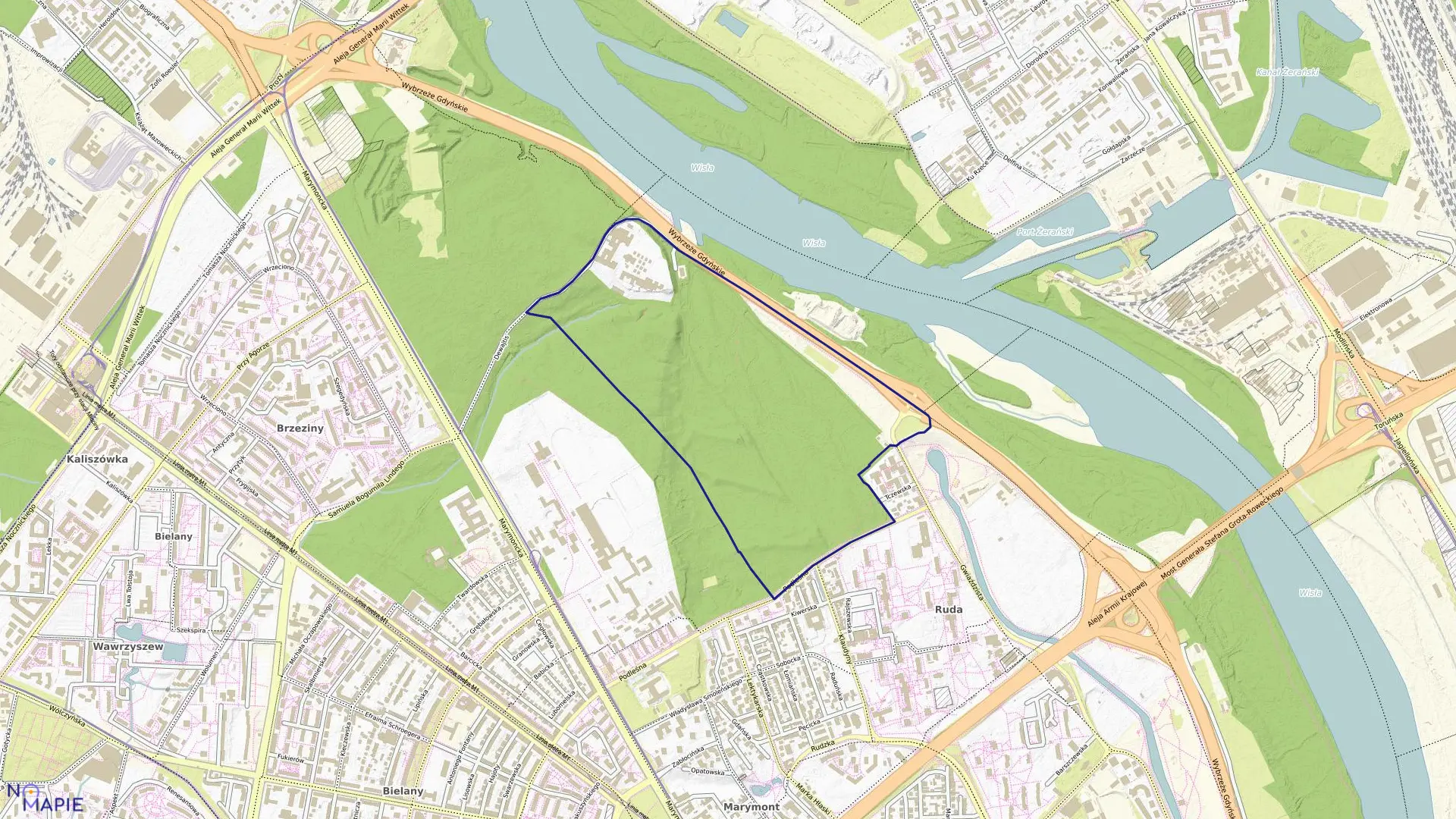 Mapa obrębu 7-09-04 w mieście Warszawa