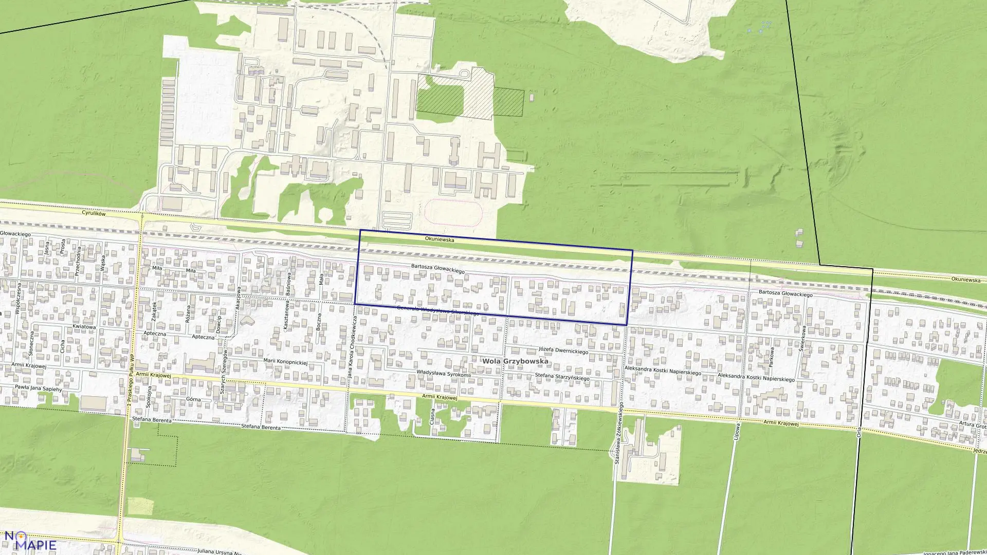 Mapa obrębu 8-04-02 w mieście Warszawa