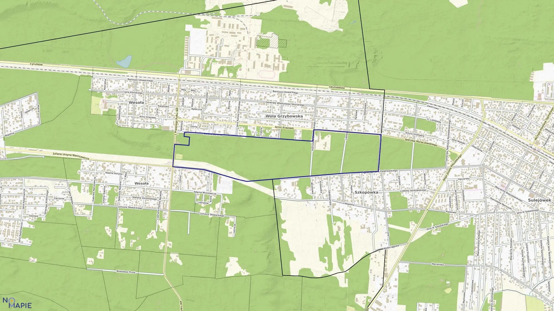 Mapa obrębu 8-04-09 w mieście Warszawa