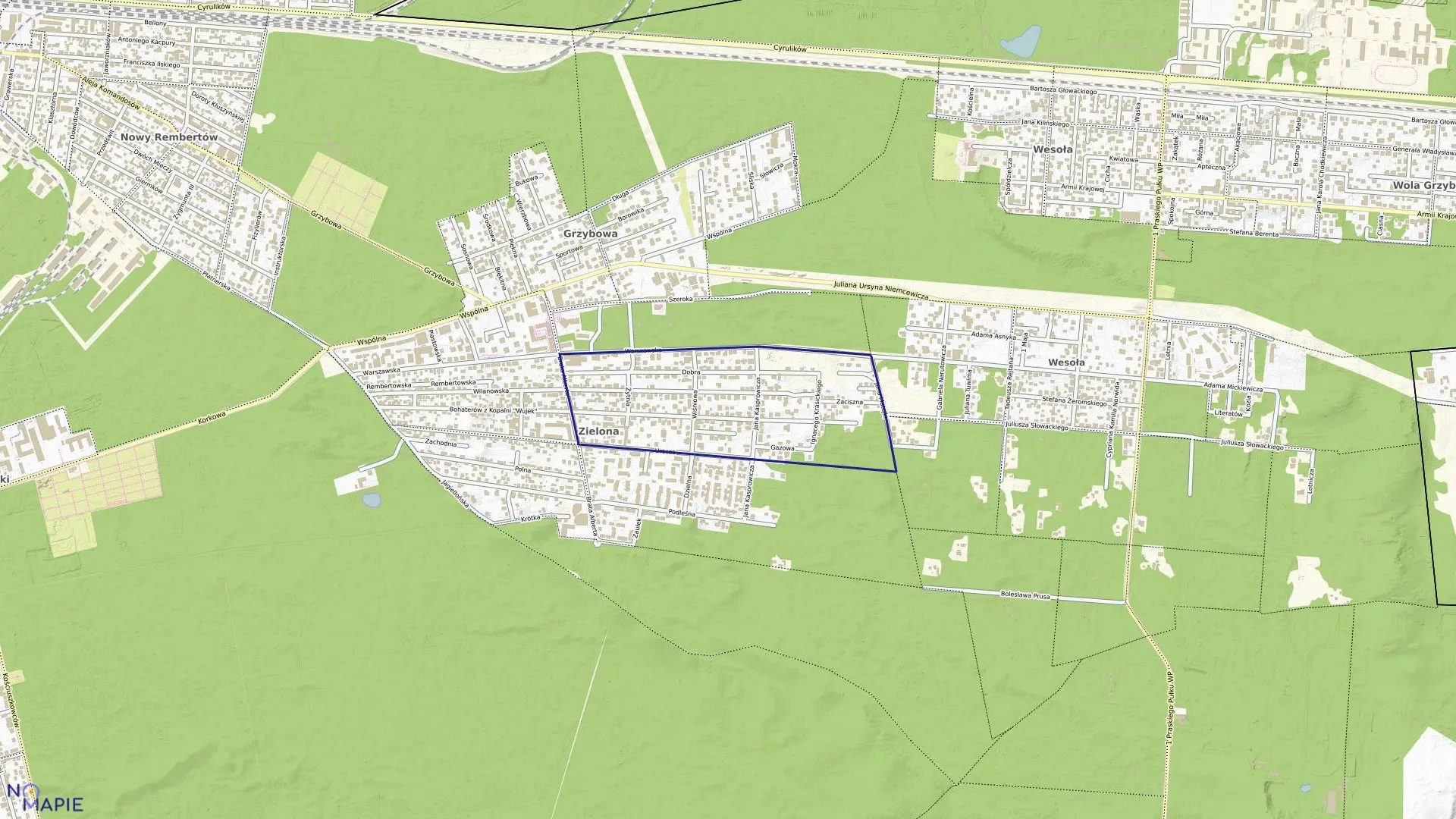 Mapa obrębu 8-05-03 w mieście Warszawa