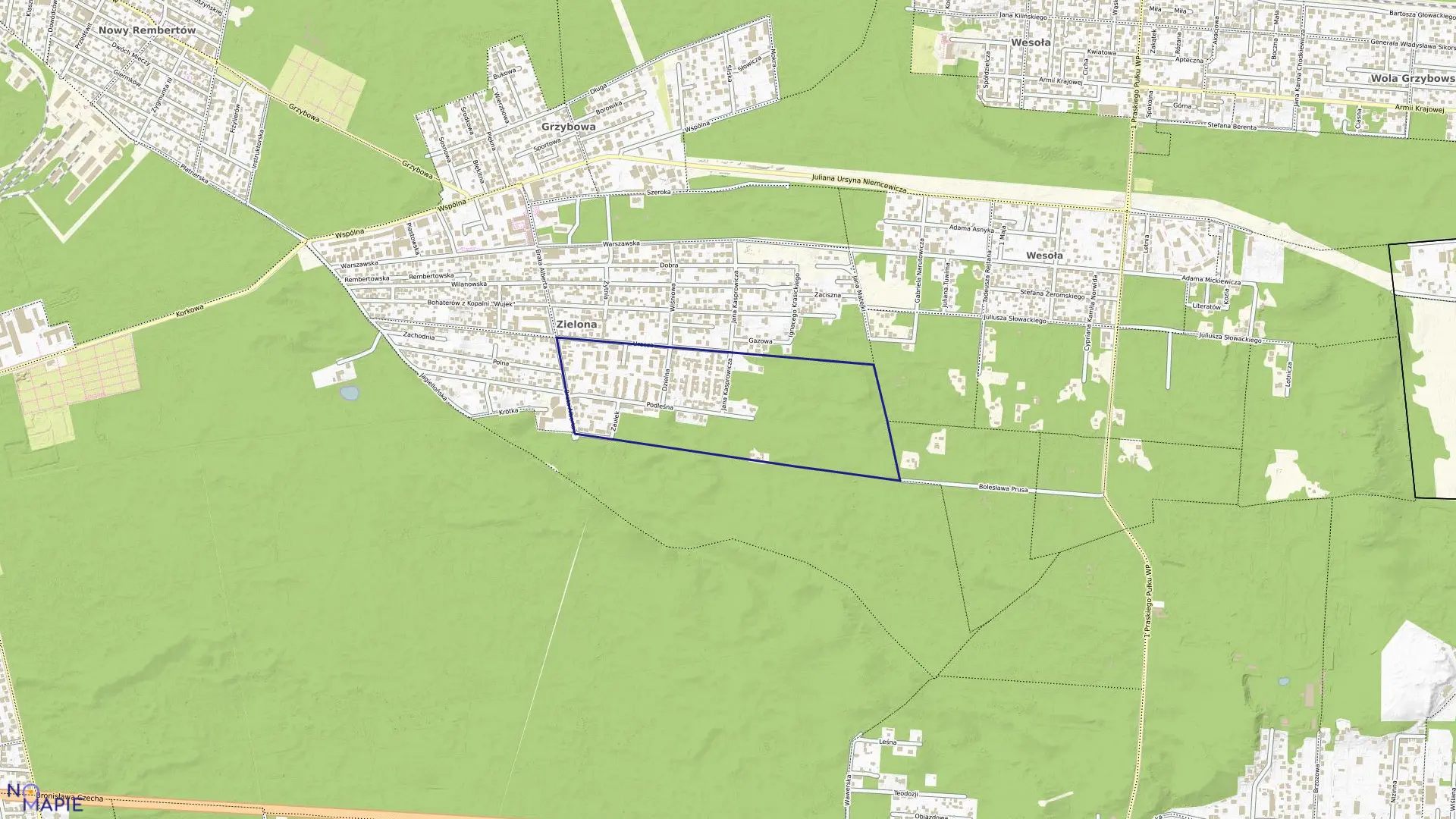 Mapa obrębu 8-05-05 w mieście Warszawa