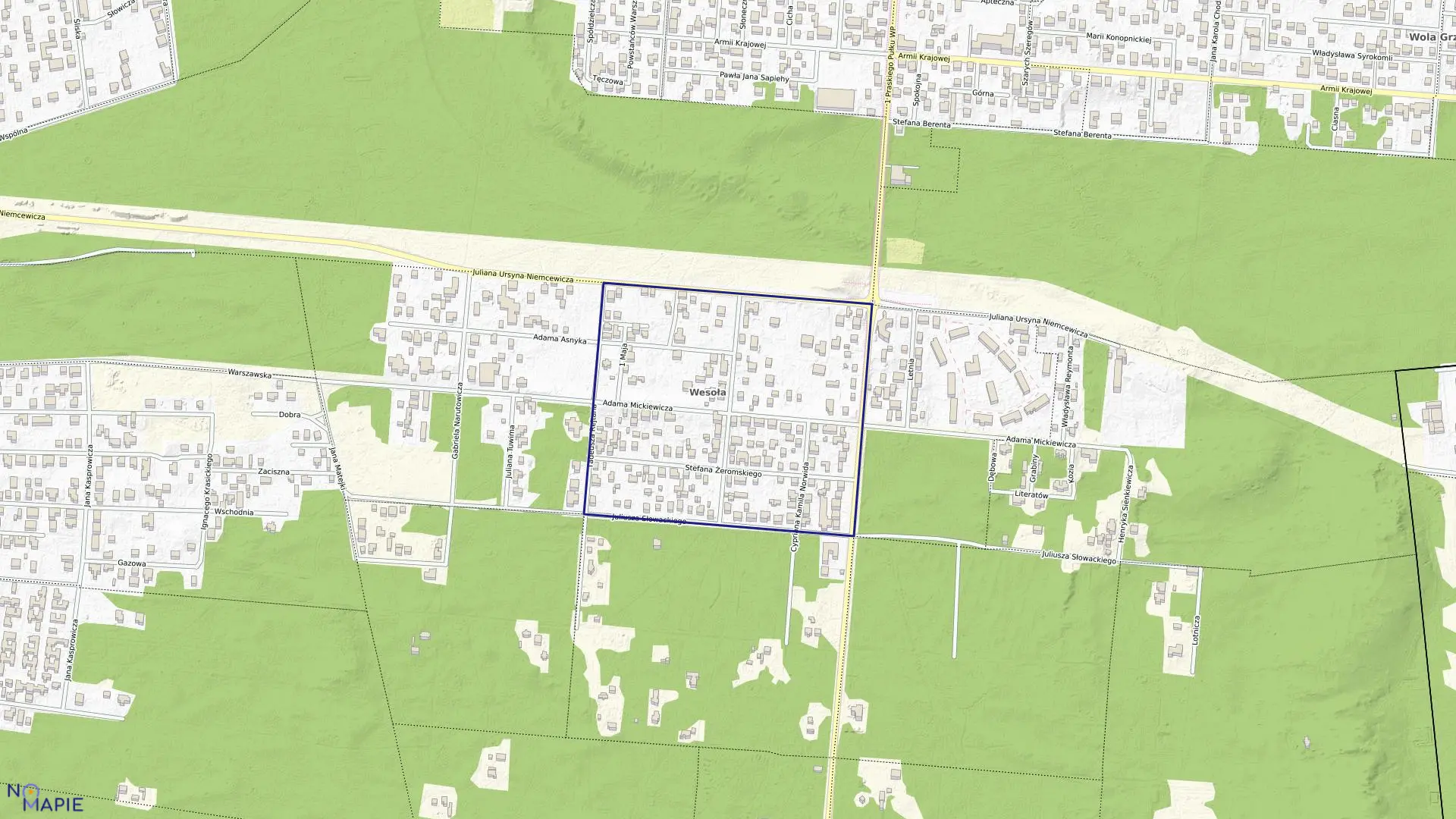 Mapa obrębu 8-06-02 w mieście Warszawa