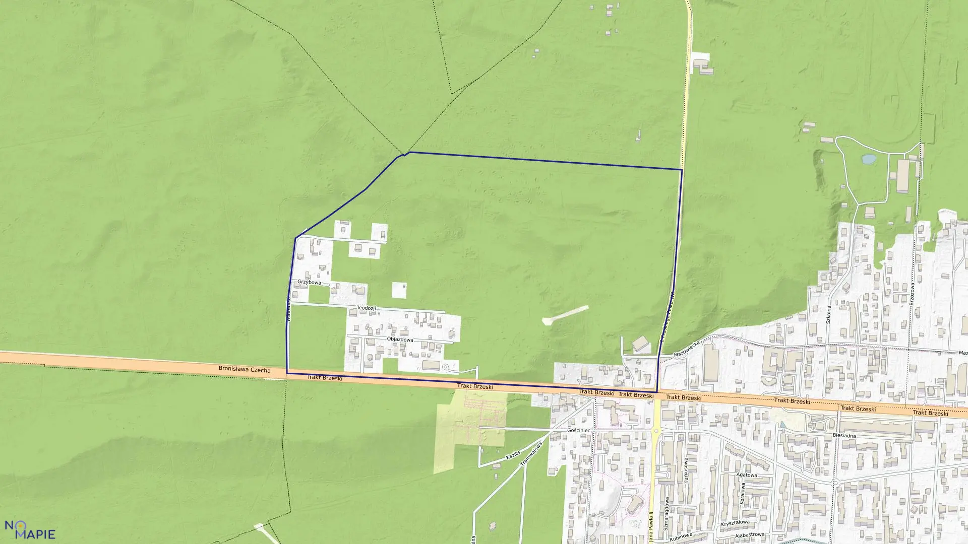 Mapa obrębu 8-07-02 w mieście Warszawa