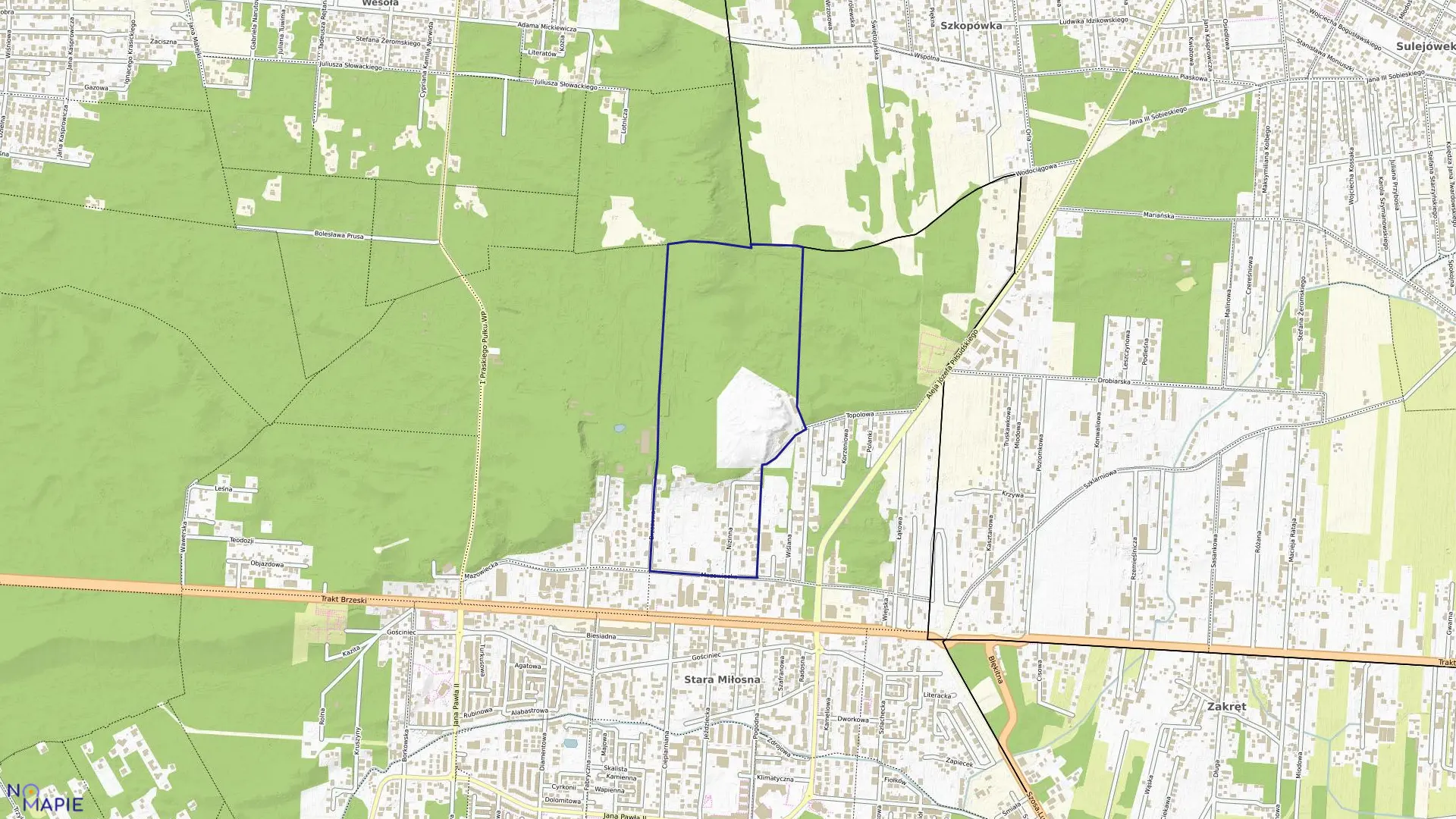 Mapa obrębu 8-07-04 w mieście Warszawa