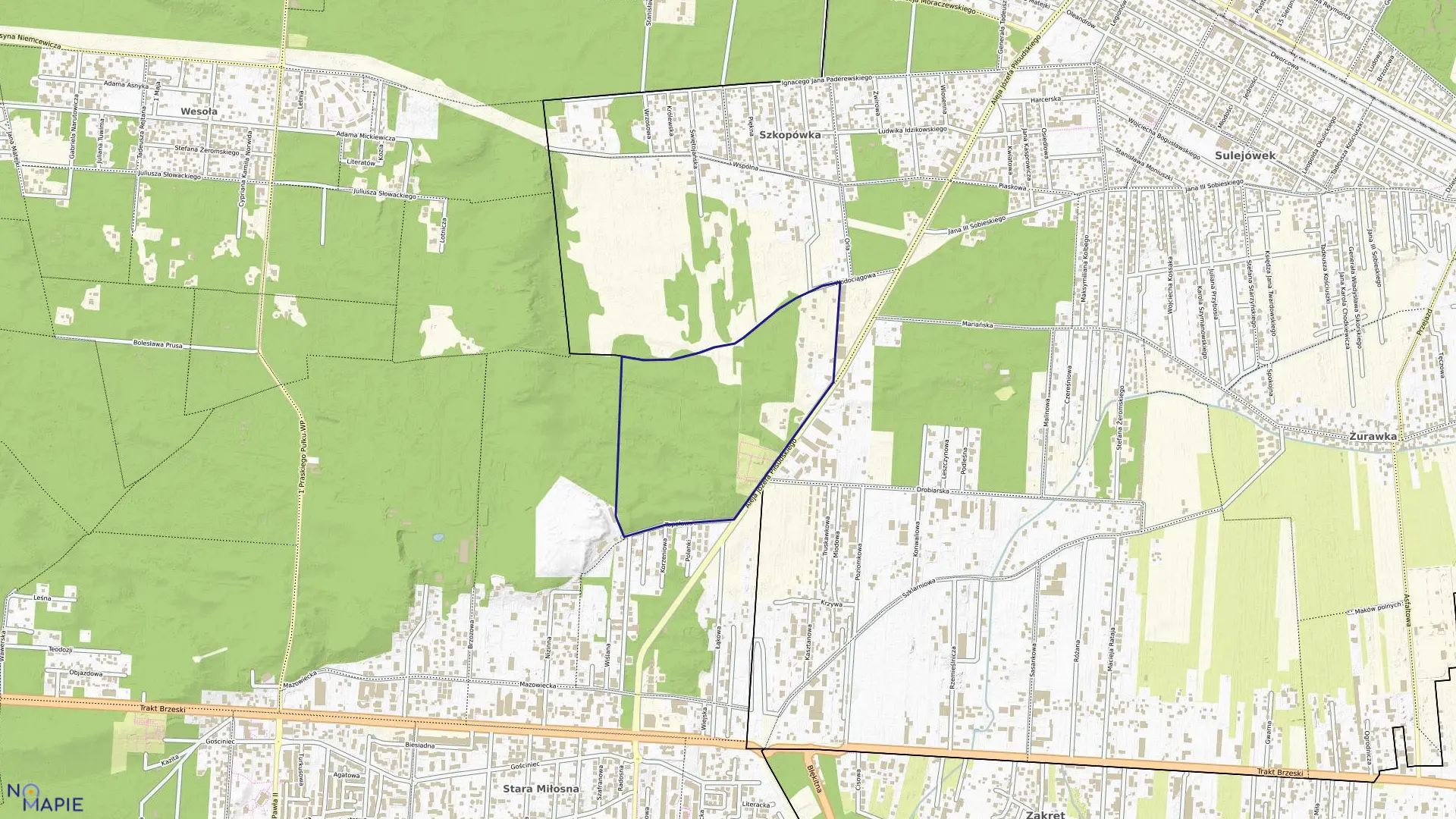 Mapa obrębu 8-07-05 w mieście Warszawa