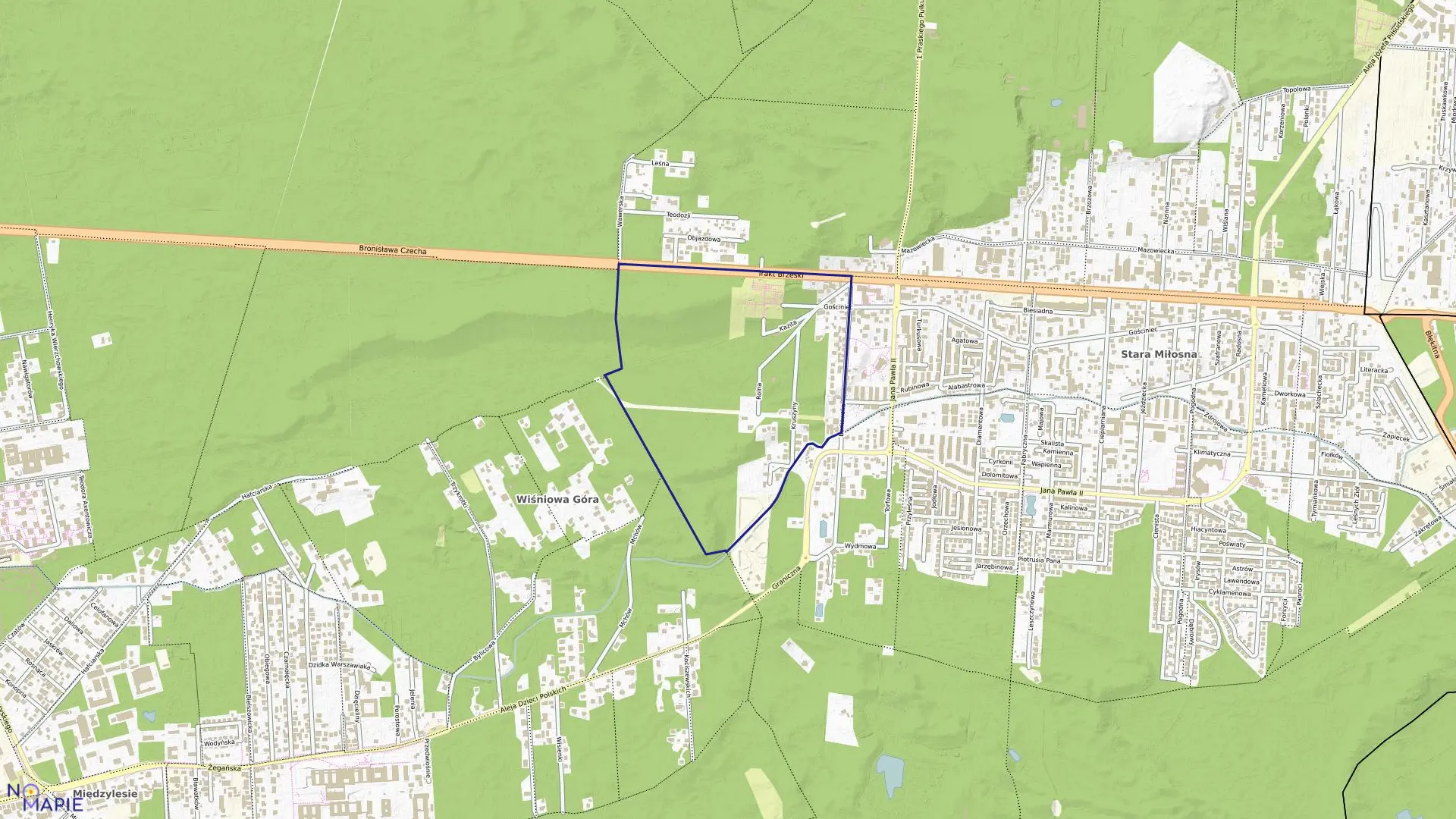 Mapa obrębu 8-07-09 w mieście Warszawa