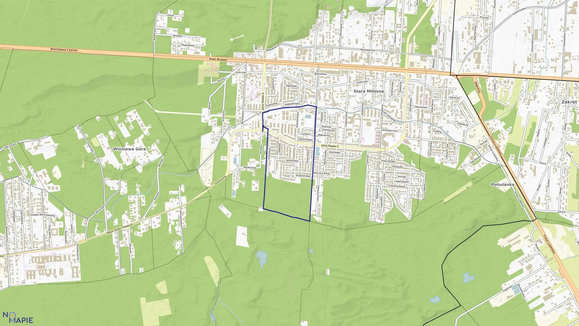 Mapa obrębu 8-07-14 w mieście Warszawa